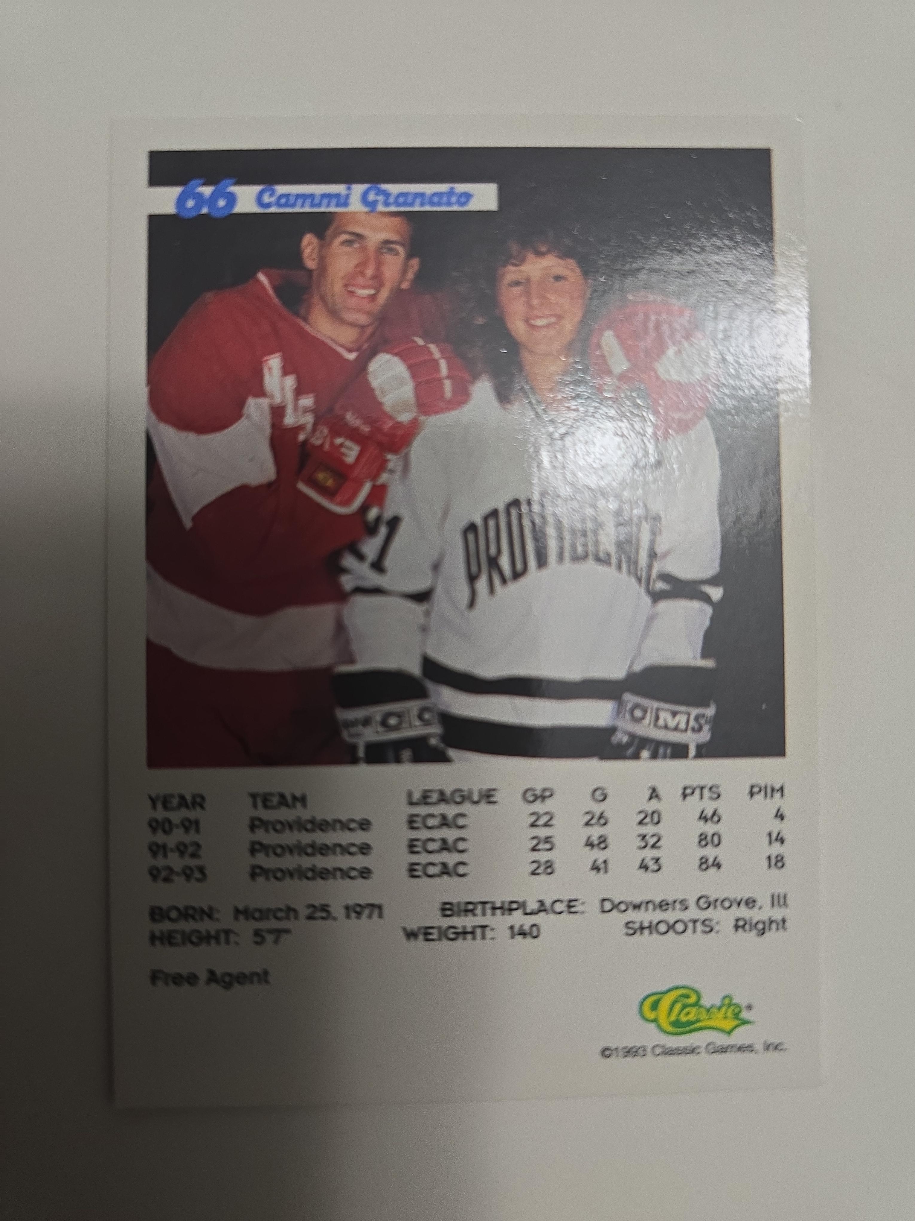 1993 Classic ’93 Hockey Draft Cammi Granato #66 – Providence | Women’s Hockey Legend