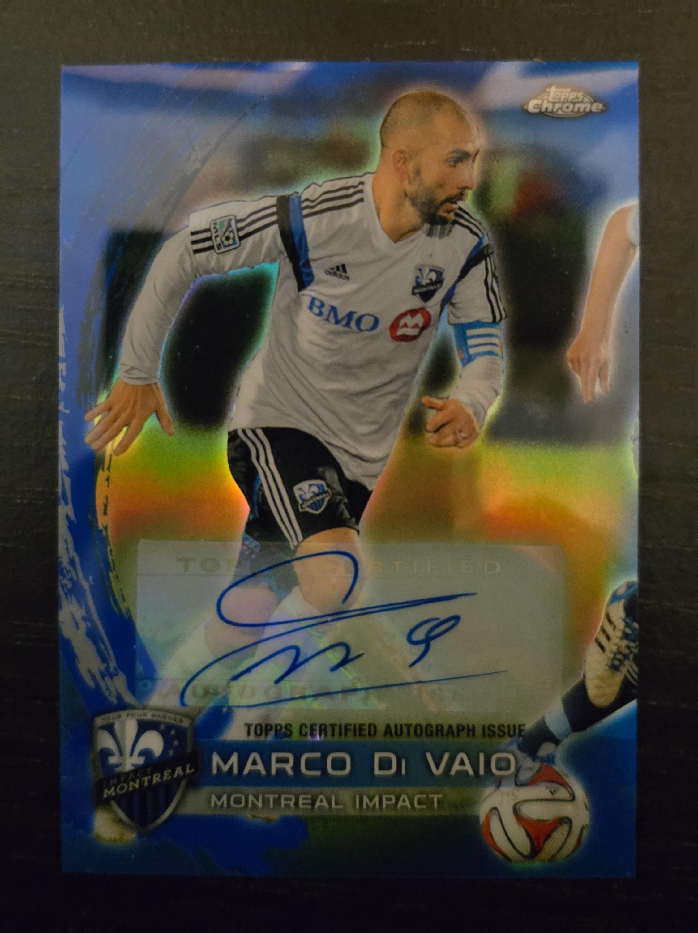 Marco Di Vaio – 2014 Topps Chrome MLS Autograph Blue Refractor #28/99 | Montreal Impact | On-Card Auto