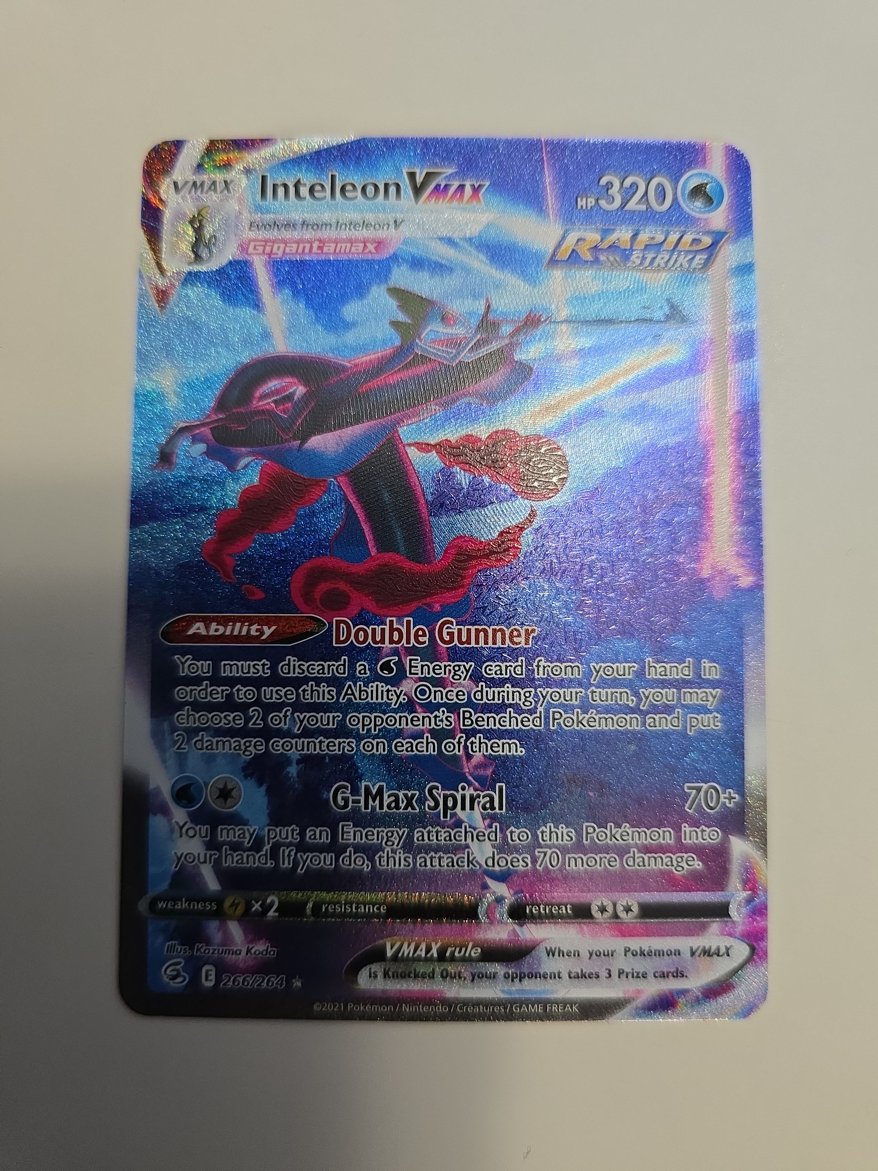 Inteleon VMAX Secret Rare – 266/264 – Fusion Strike – Rapid Strike Pokémon