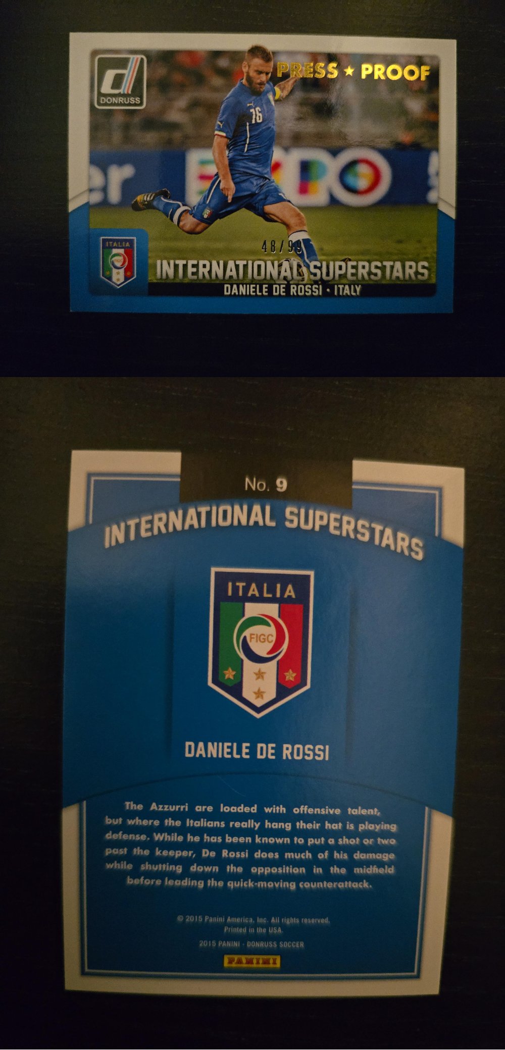 Daniele De Rossi – 2015 Panini Donruss International Superstars Press Proof #9 48/99 | Italy National Team