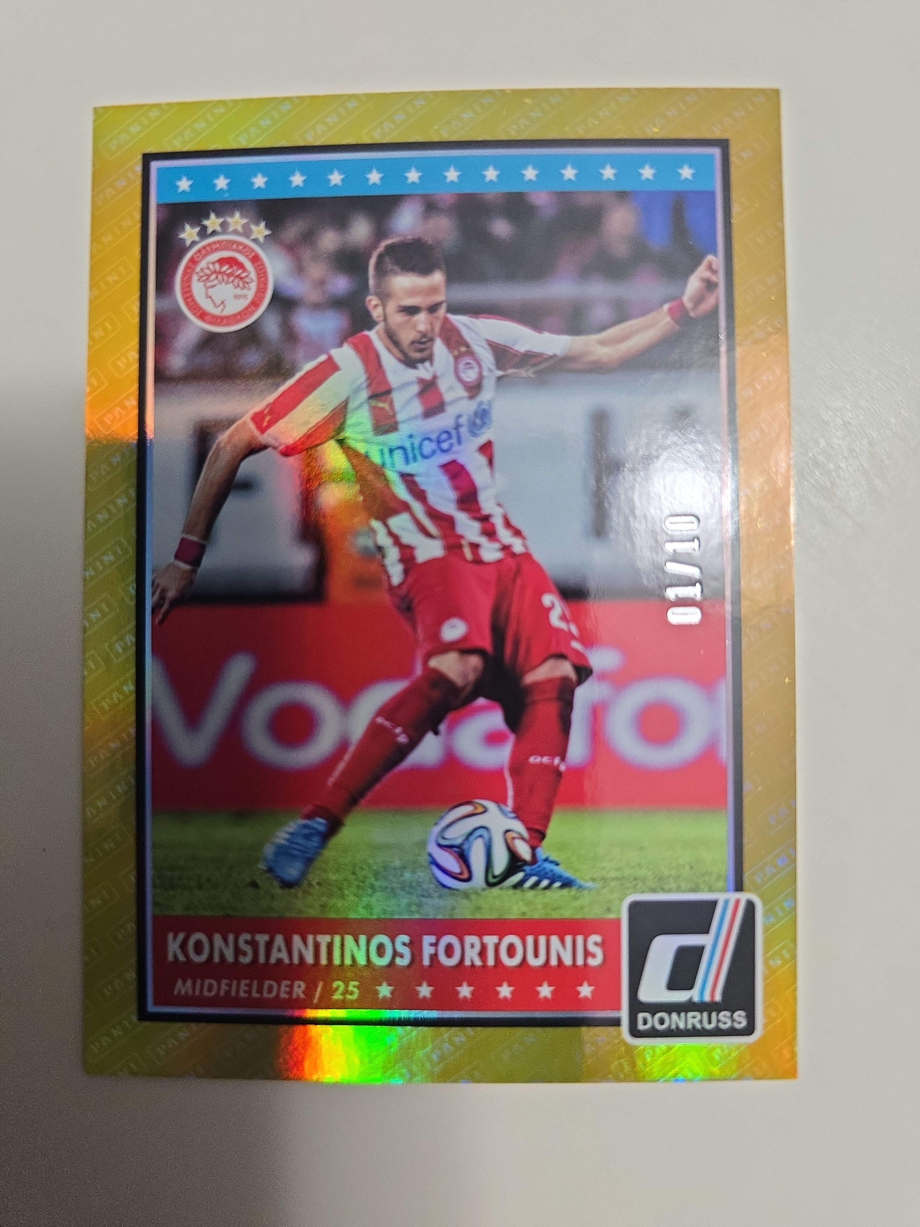 2015 Panini Donruss Soccer Konstantinos Fortounis Gold #1/10 – Olympiacos Midfielder