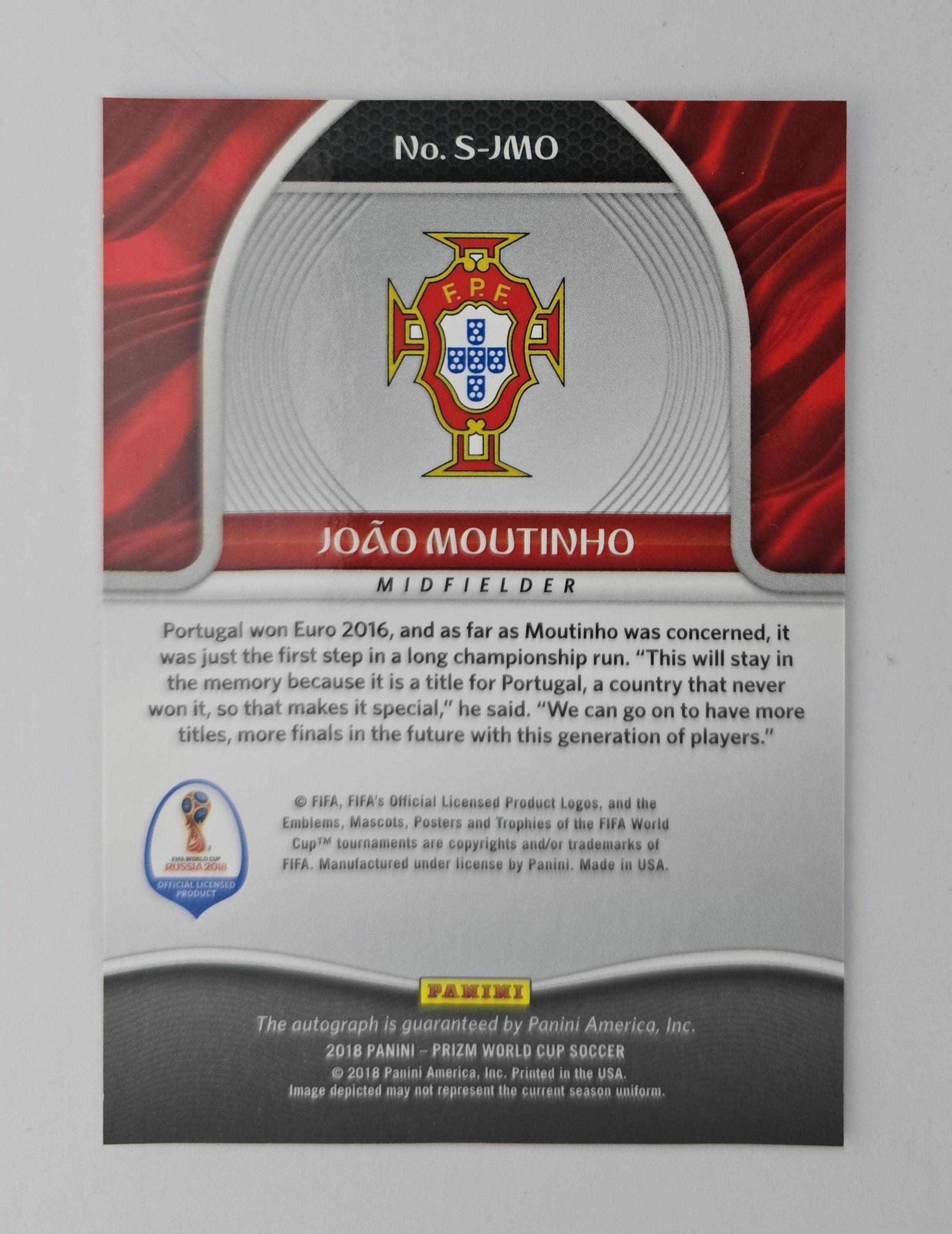 João Moutinho – 2018 Panini Prizm World Cup S-JMO – Portugal – On-Card Autograph