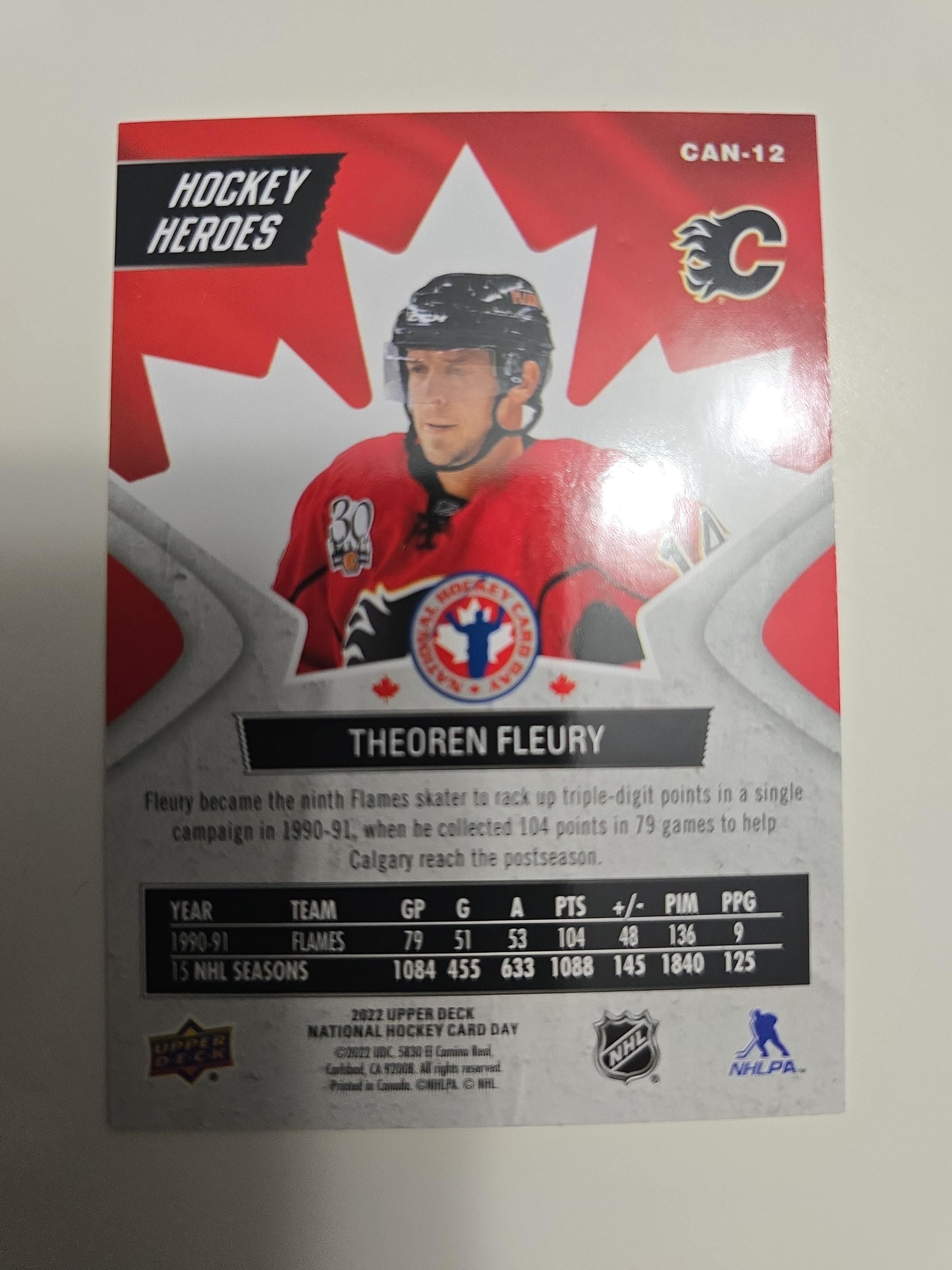 2022 Upper Deck Hockey Heroes Theo Fleury CAN-12 – Calgary Flames