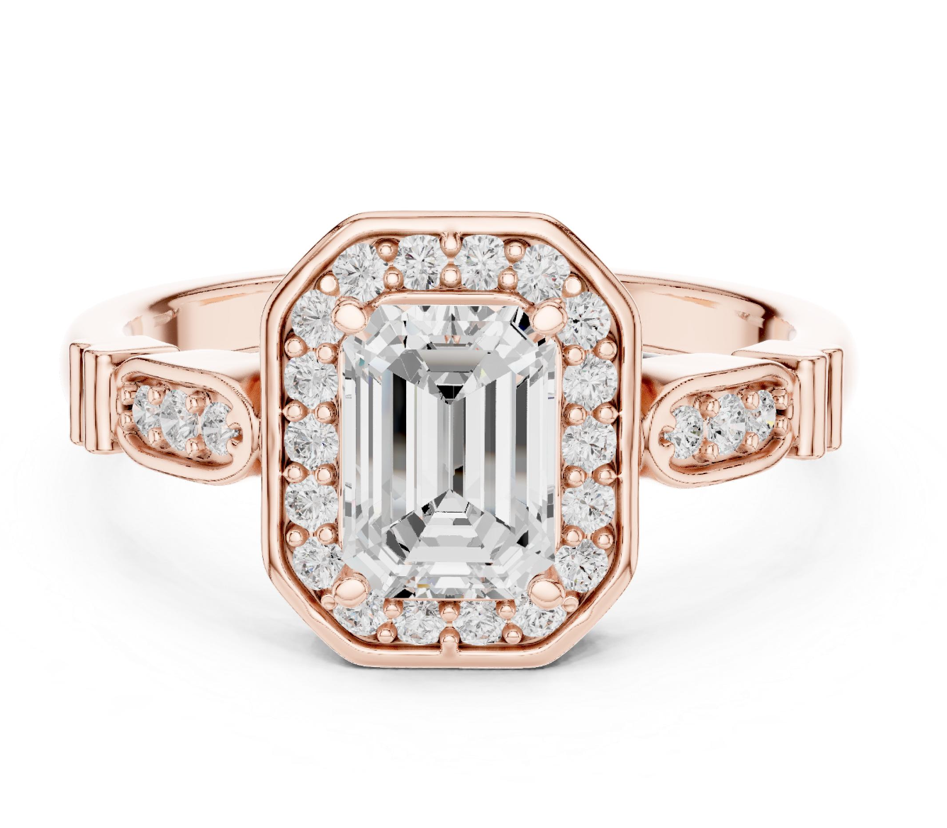 Emerald Cut Diamond Halo Ring