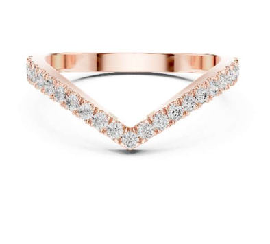 Rose Gold V-Shaped Diamond Ring