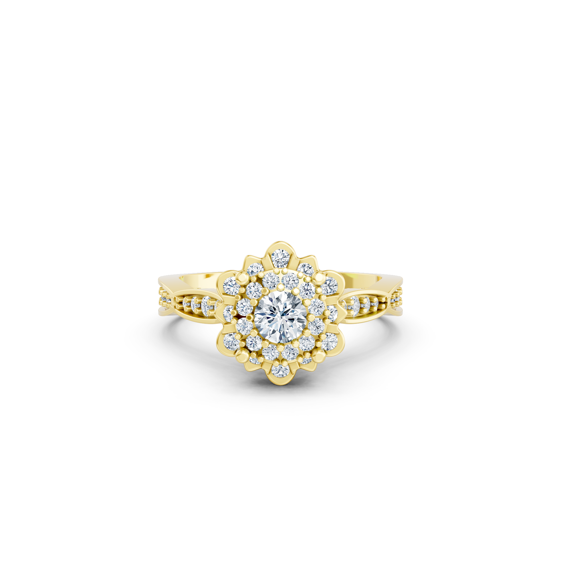 Floral Diamond Cluster Ring