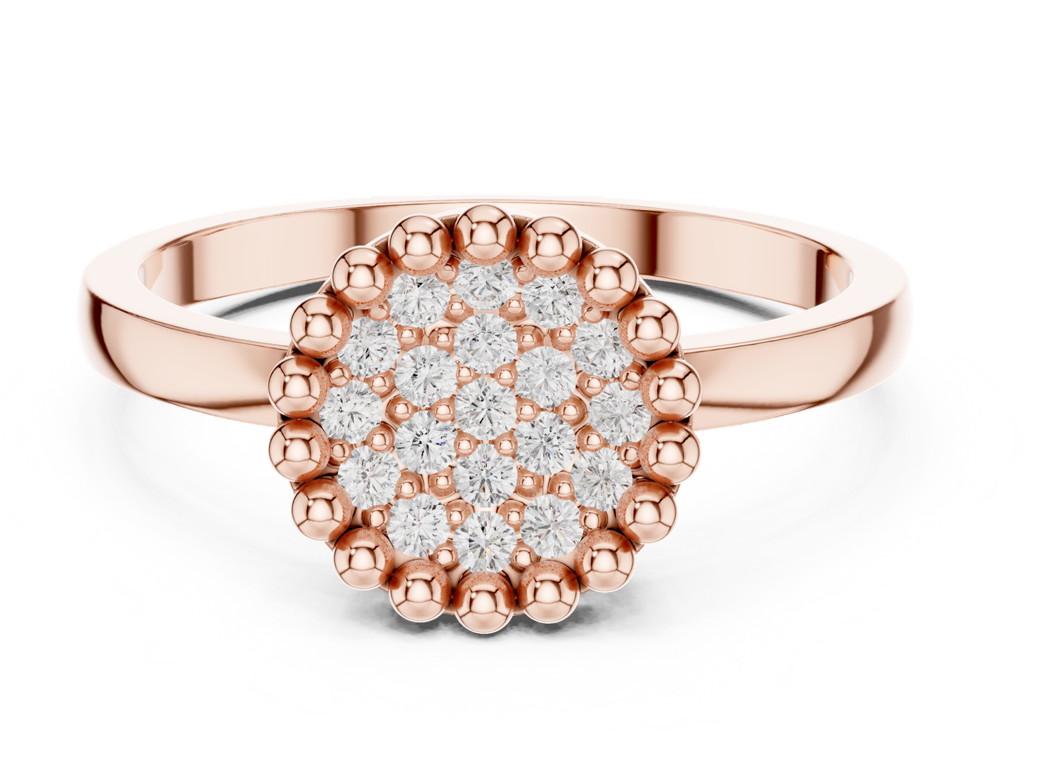 Rose gold diamond cluster ring