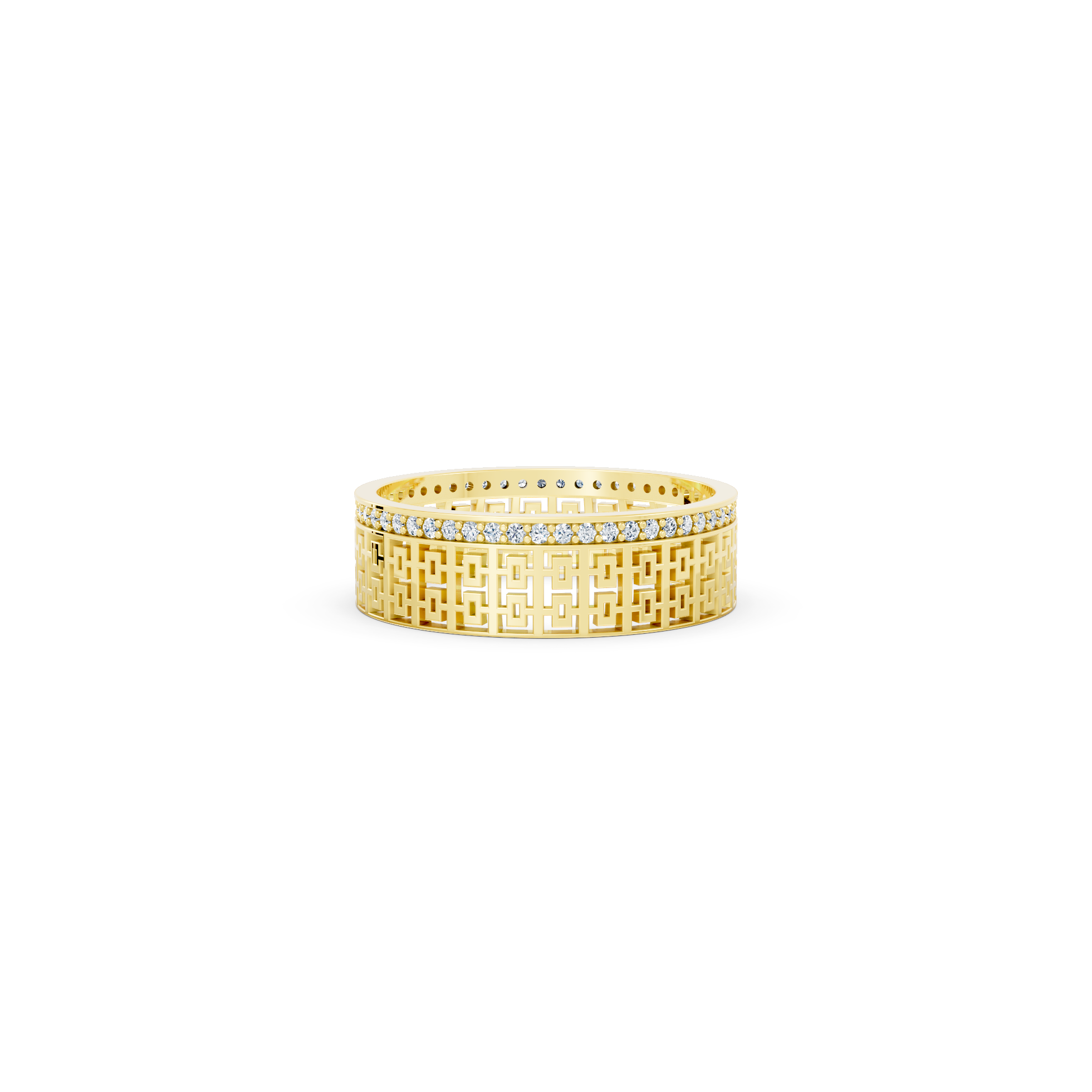Gold geometric pattern ring