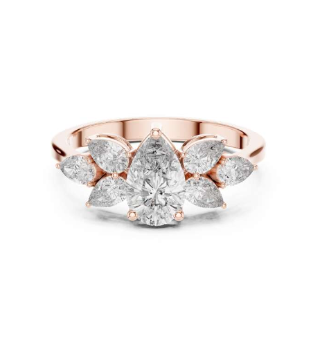 Pear-Shaped Diamond Cluster Ring