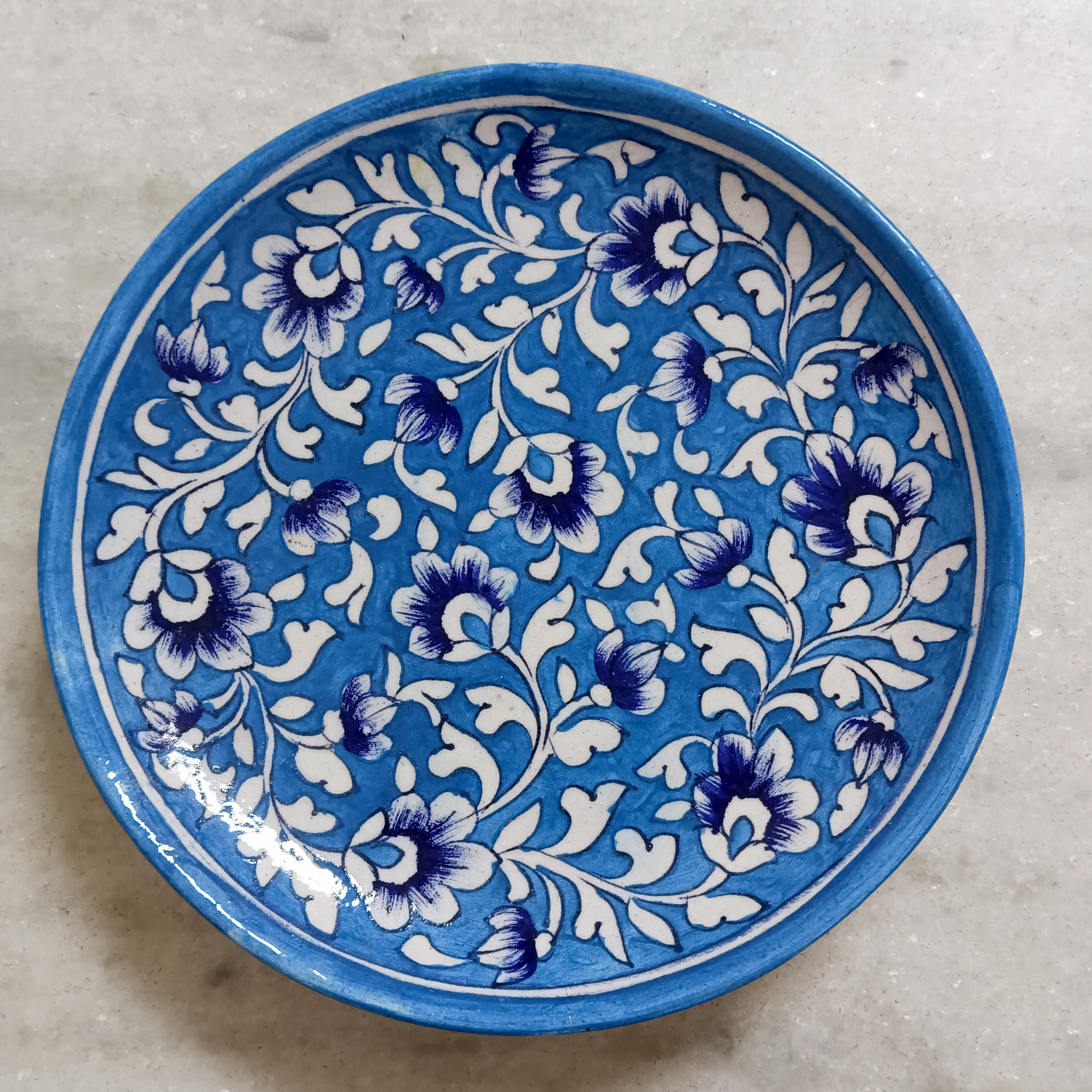 Hand-Painted Ceramic Plate - Blue White