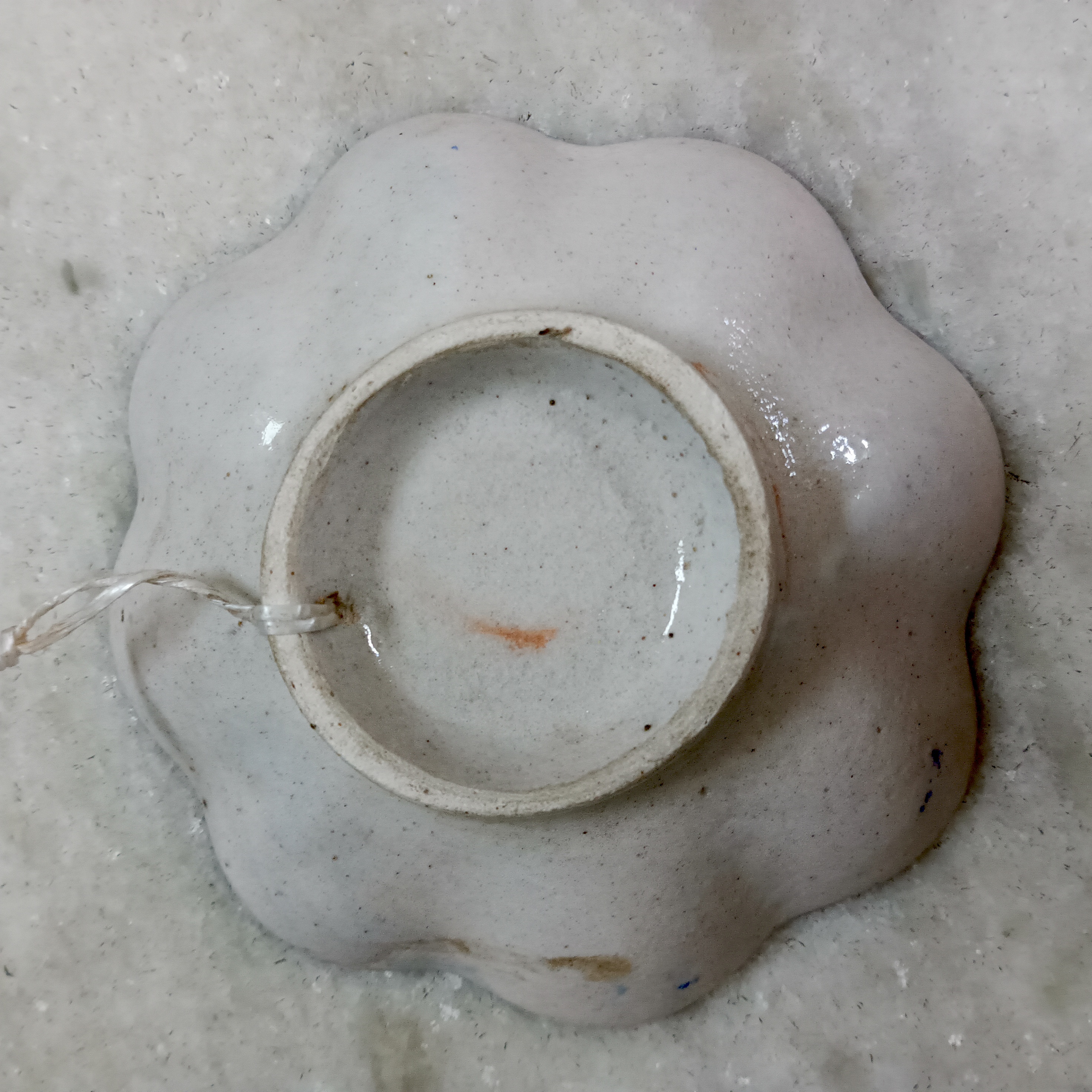 Floral Ceramic Bowl - White on Blue