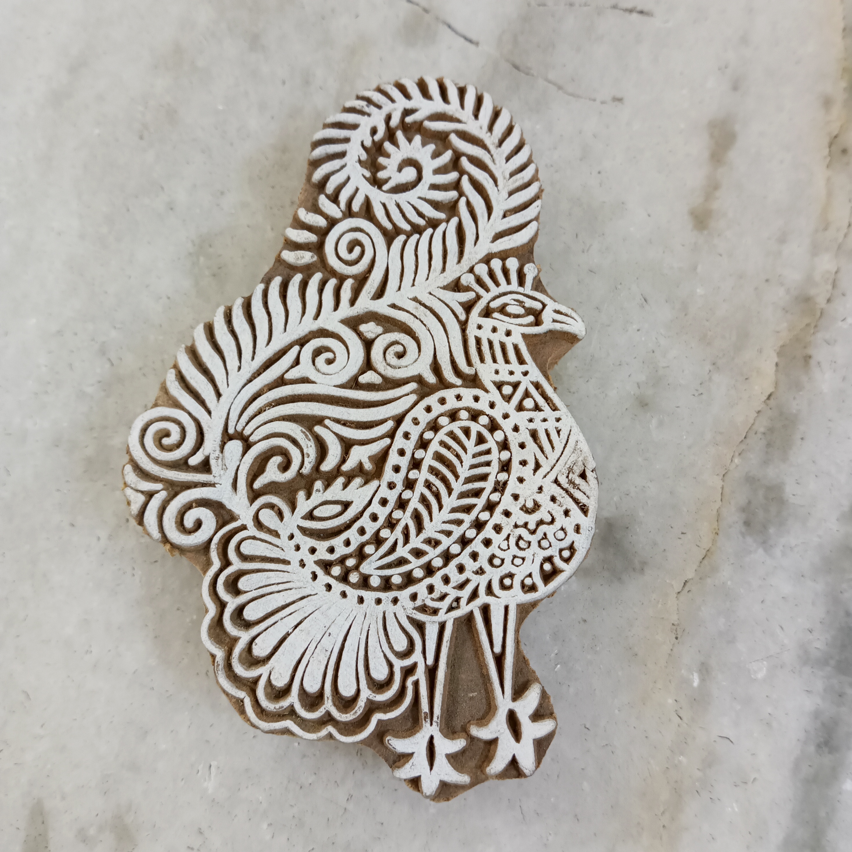 Handcrafted Wooden Printing Block - Peacock 2