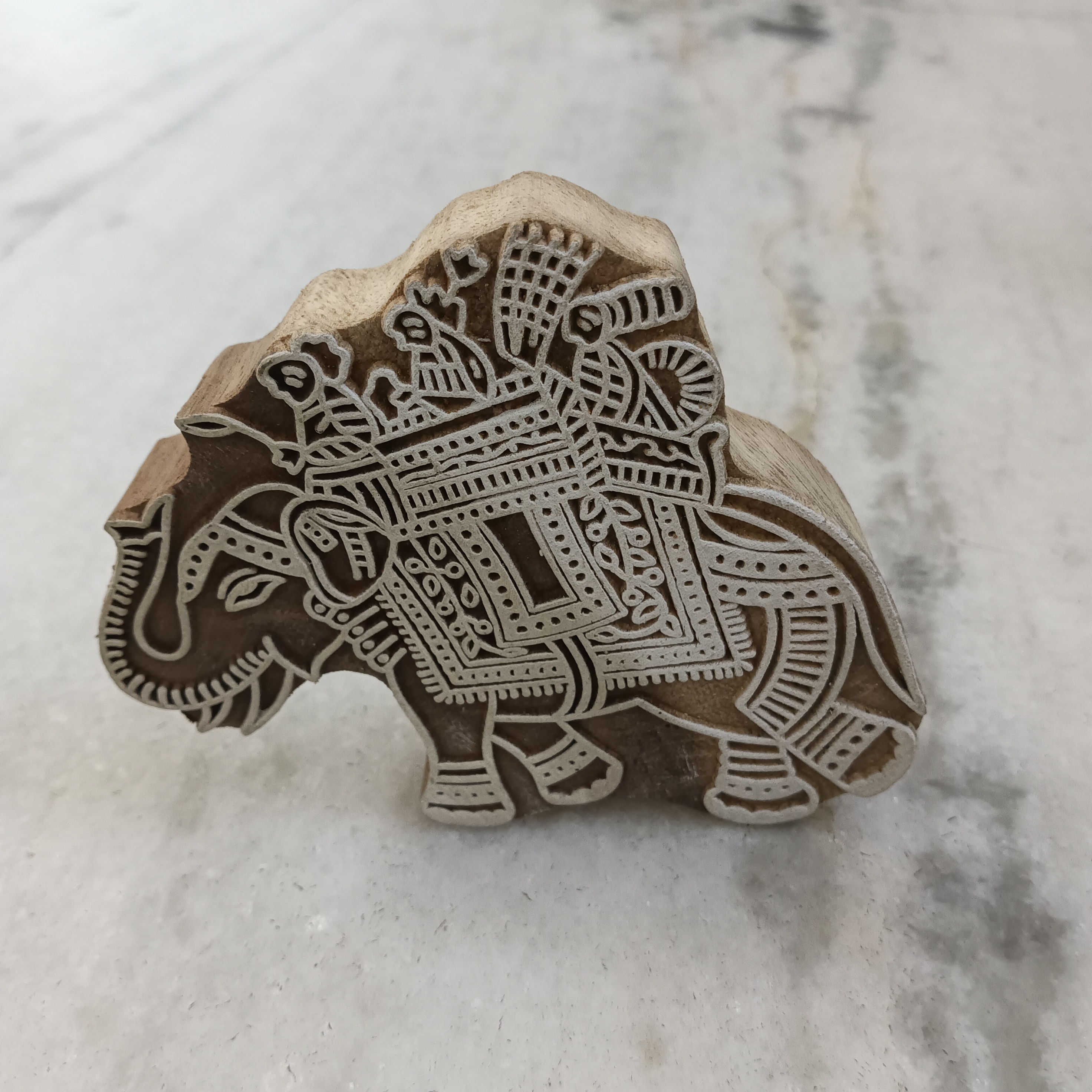 Handcrafted Wooden Printing Block Large - Elephant 2