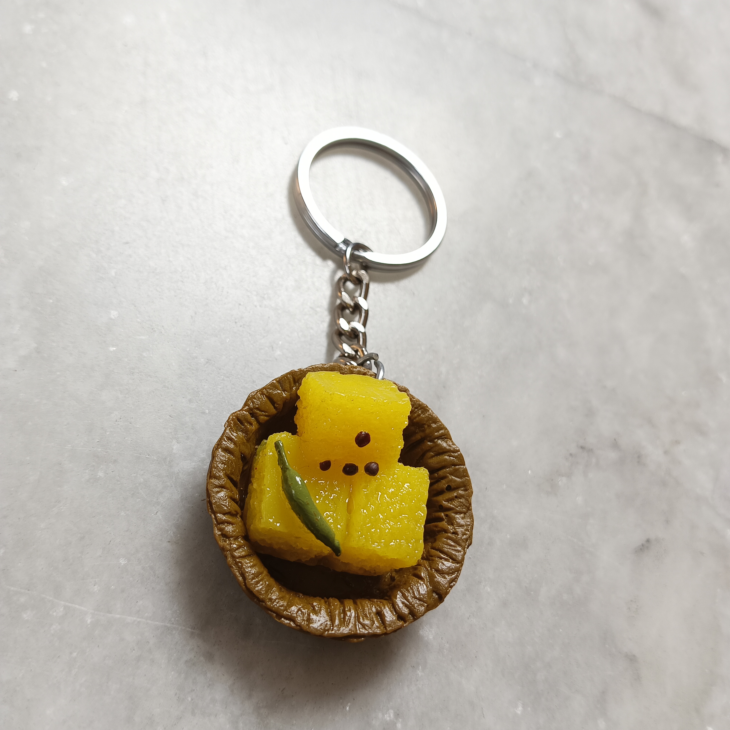 Miniature Dhokla Keychain