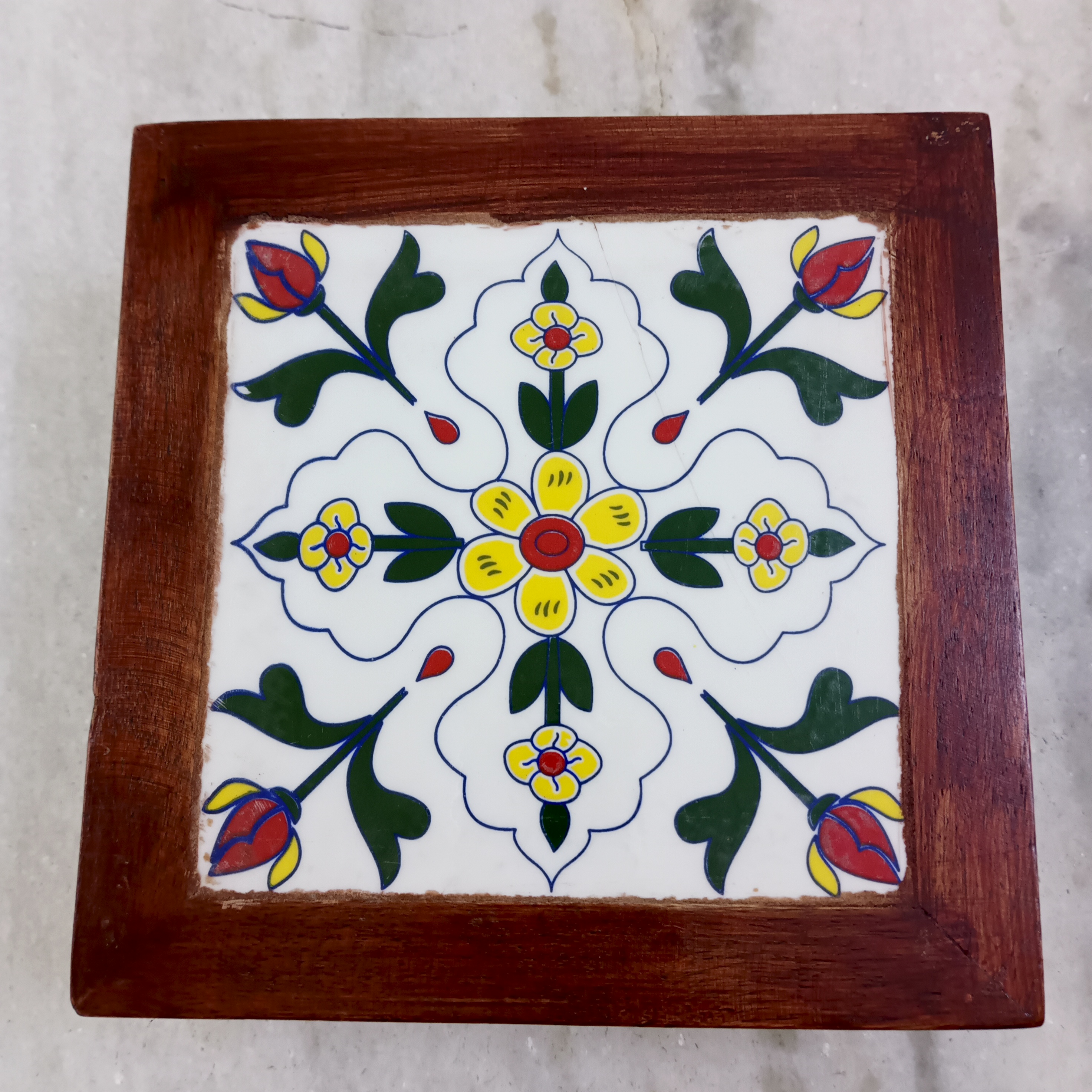 Wooden Decorative Chowki - White