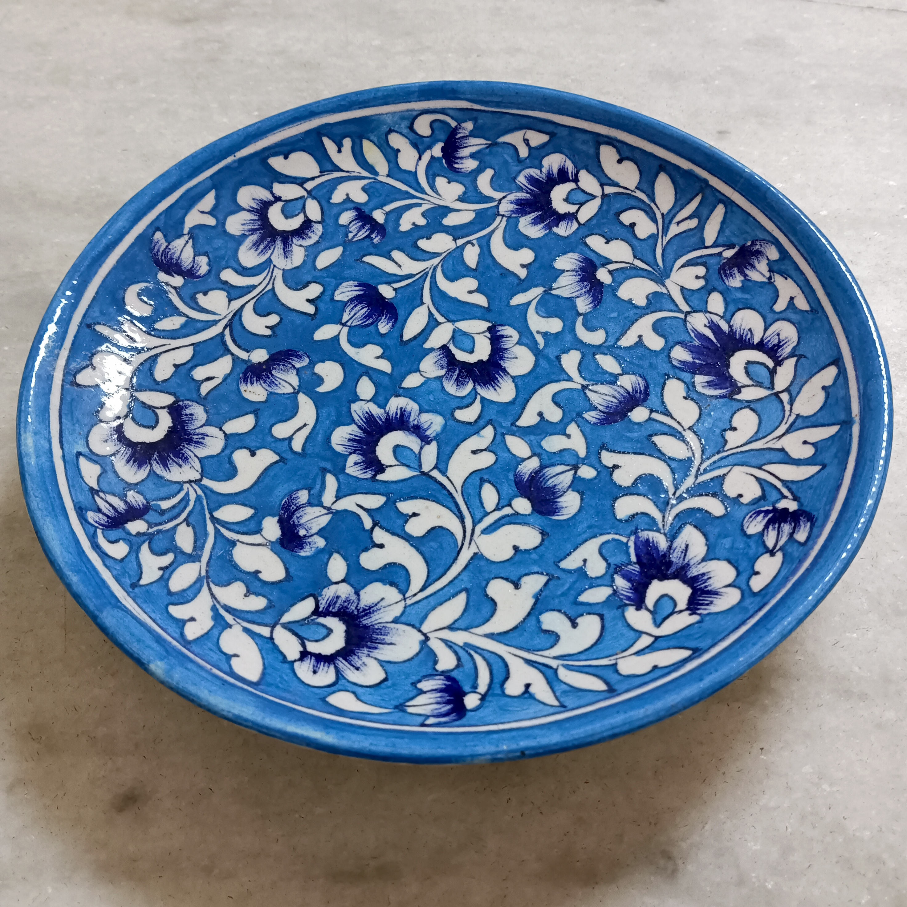 Hand-Painted Ceramic Plate - Blue White