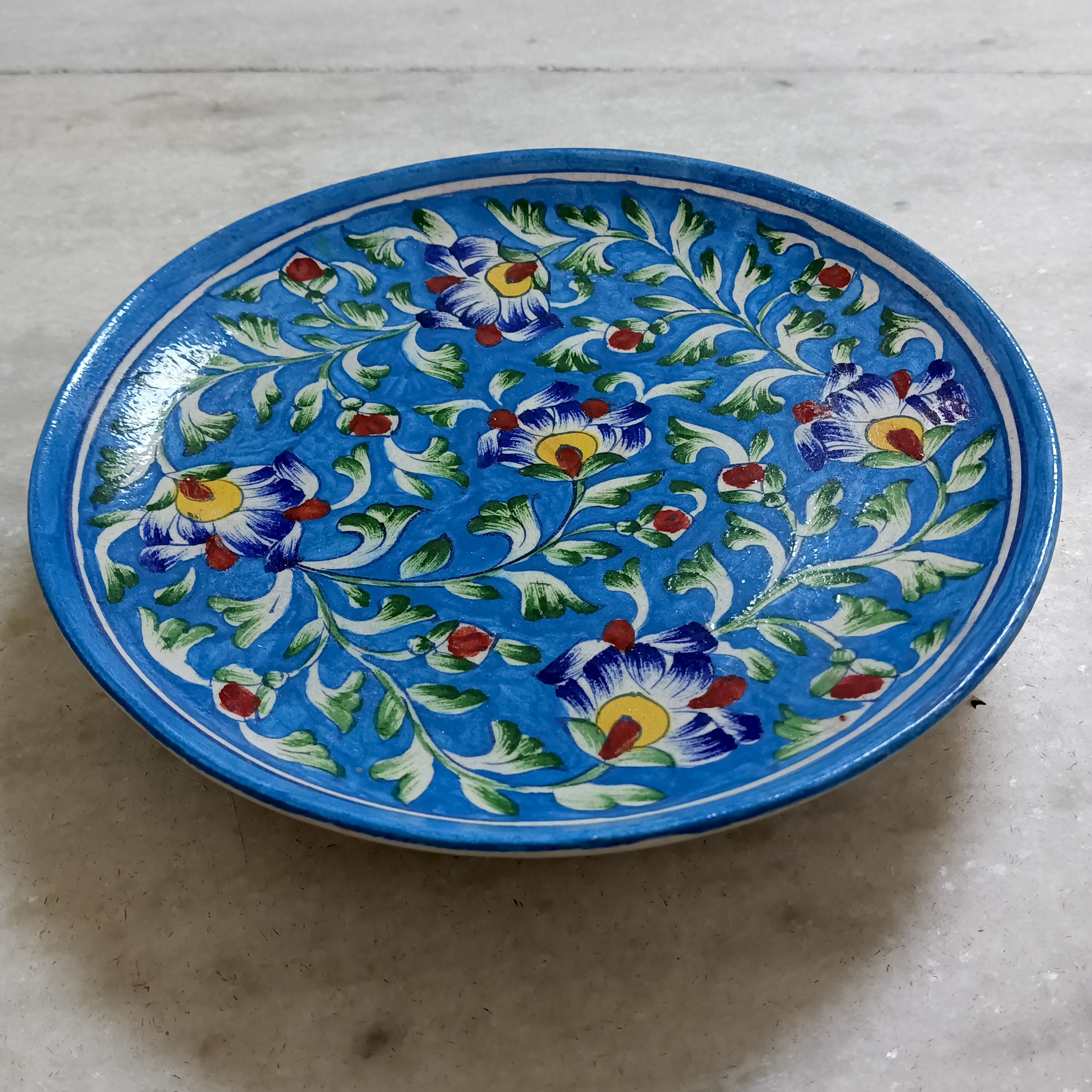 Hand-Painted Ceramic Plate - Blue