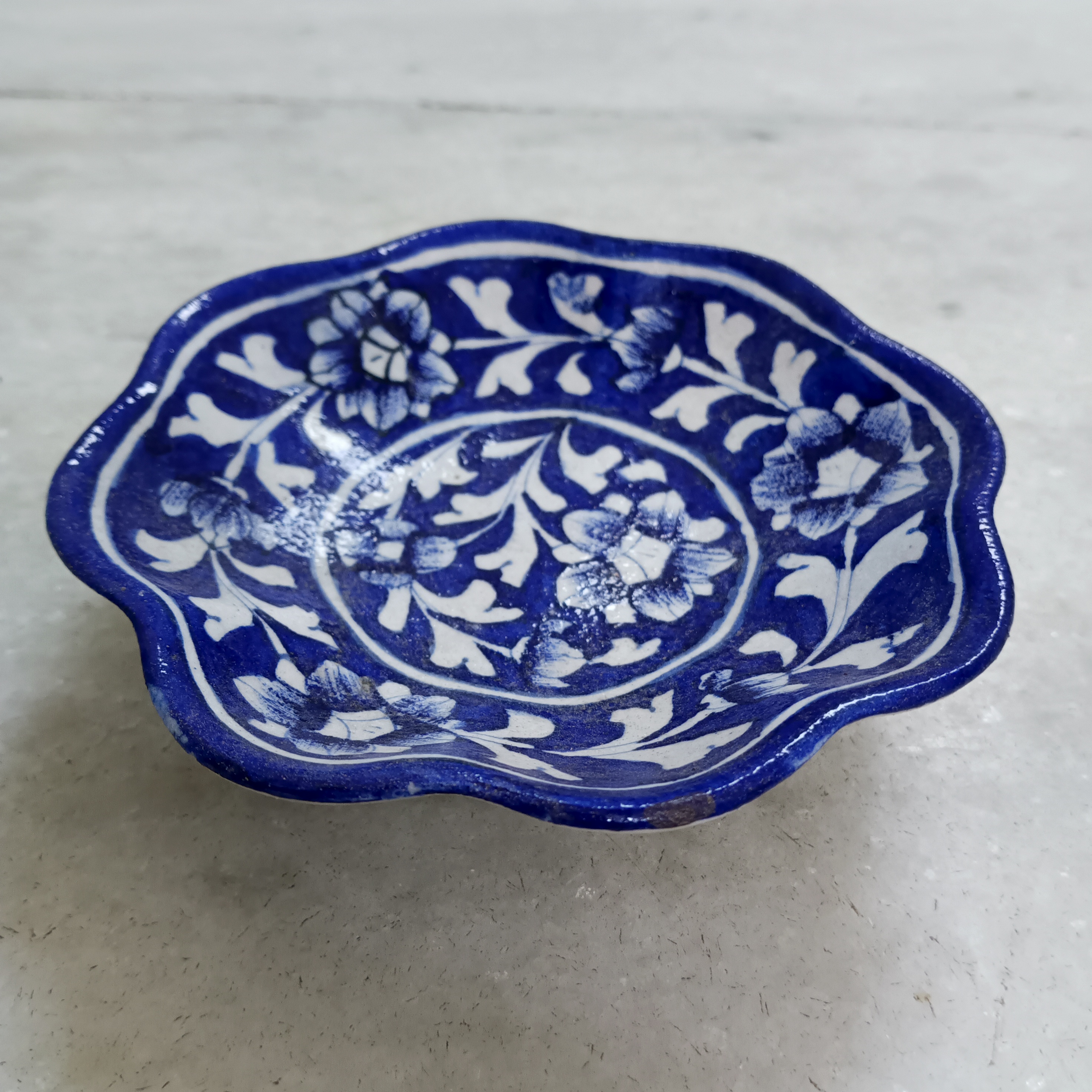 Floral Ceramic Bowl - Blue on White