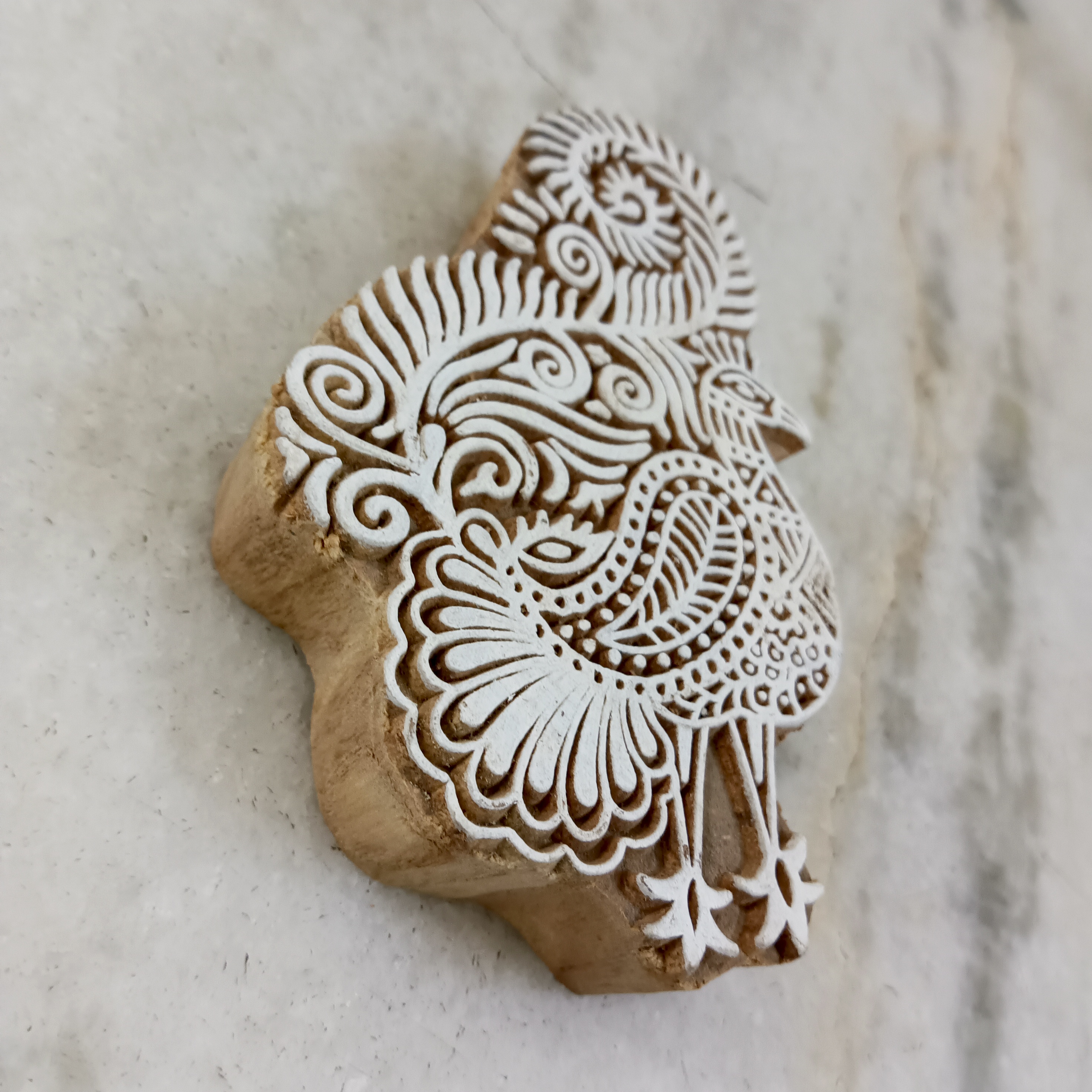 Handcrafted Wooden Printing Block - Peacock 2