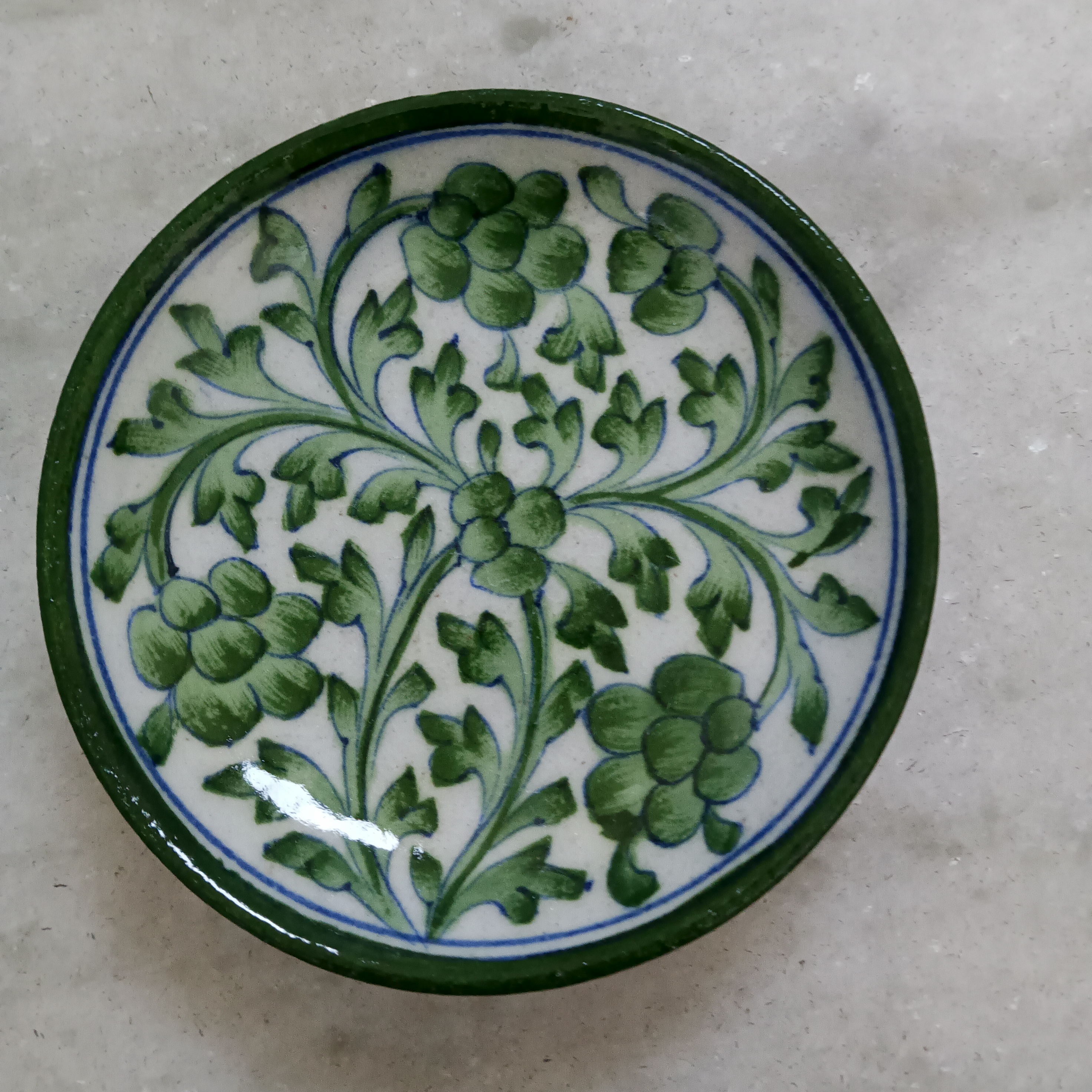 Hand-painted Ceramic Plate - Green