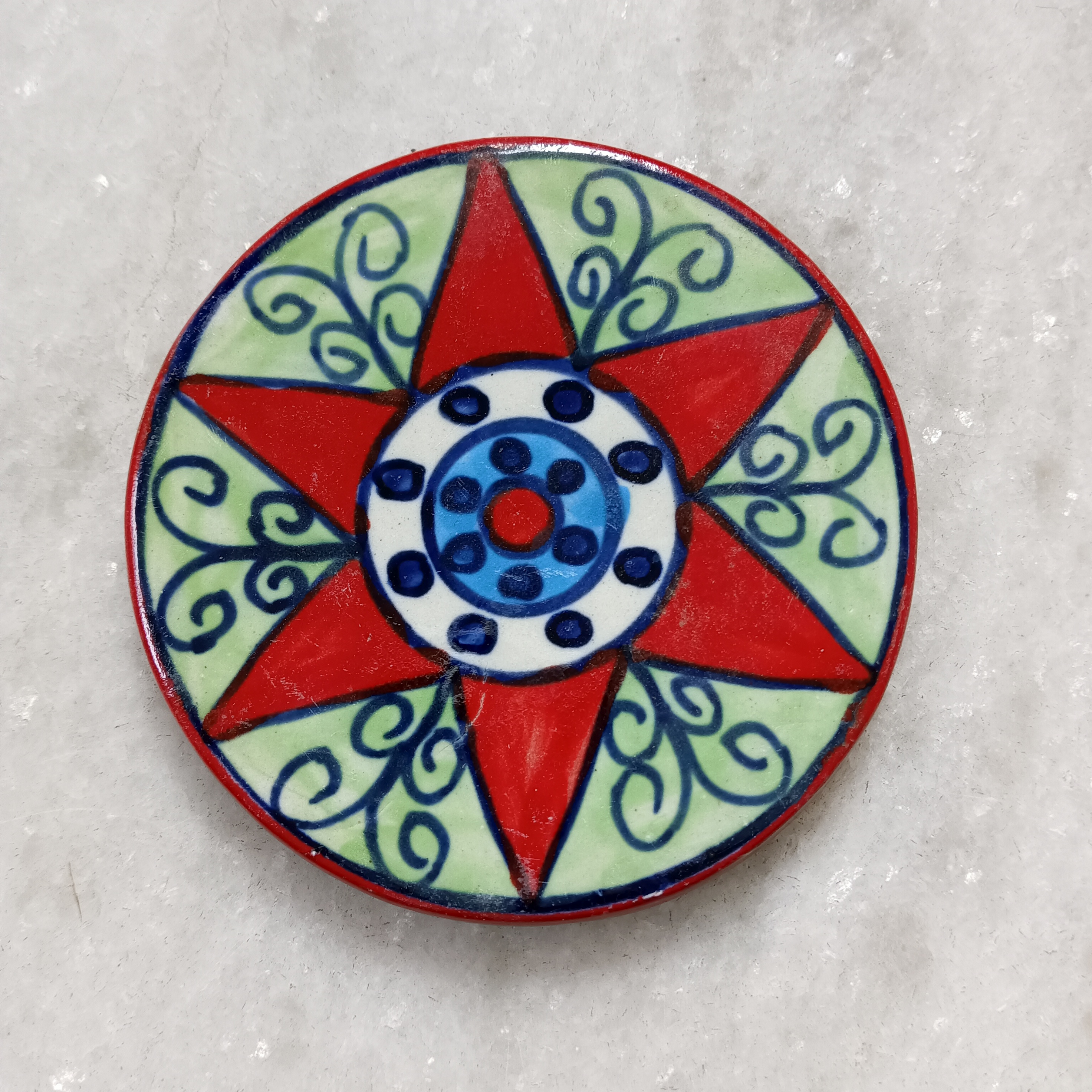 Hand-Painted Ceramic Coaster - Star