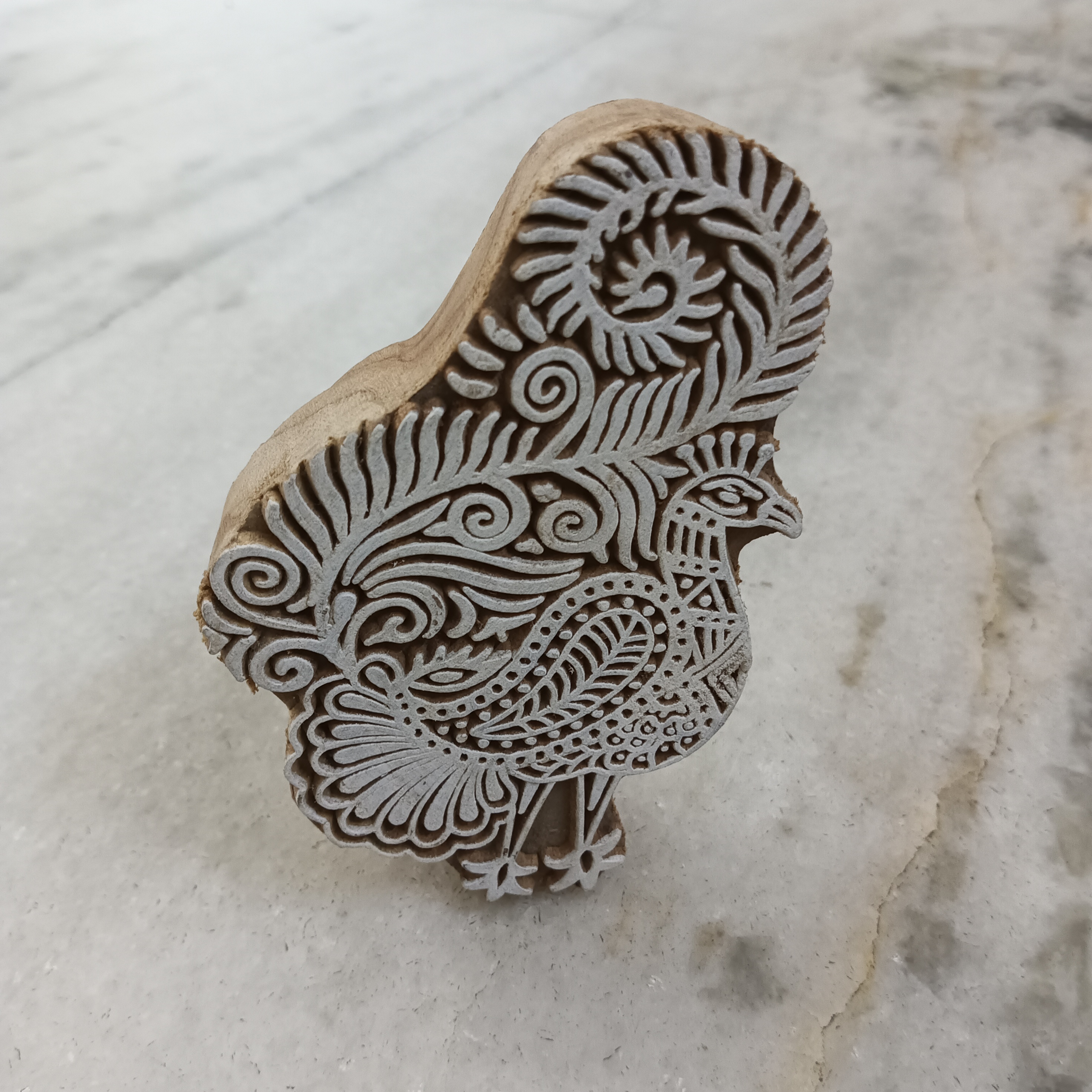 Handcrafted Wooden Printing Block - Peacock 2
