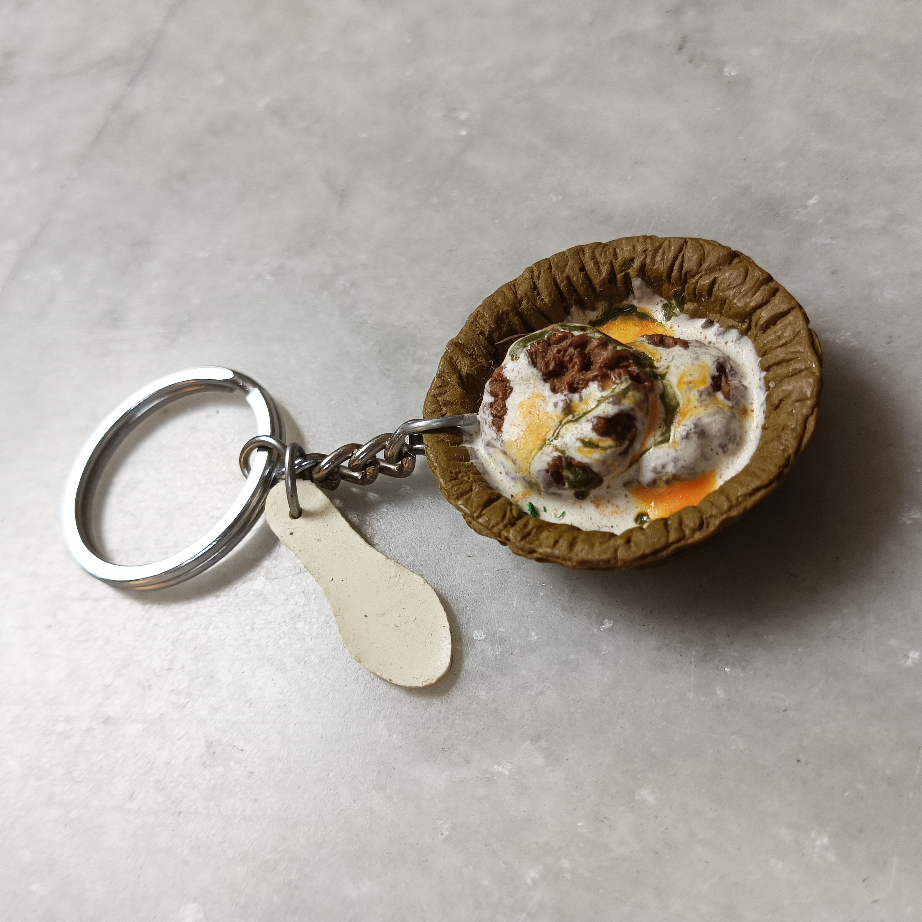 Miniature Aloo Tikki Keychain