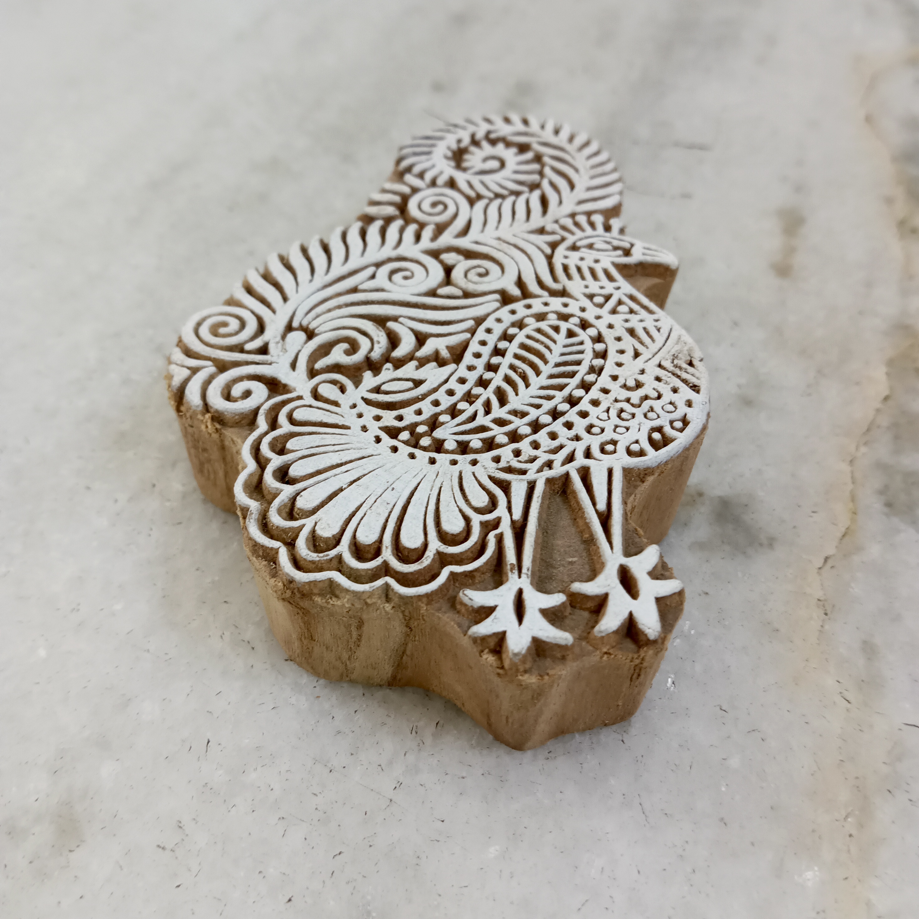 Handcrafted Wooden Printing Block - Peacock 2