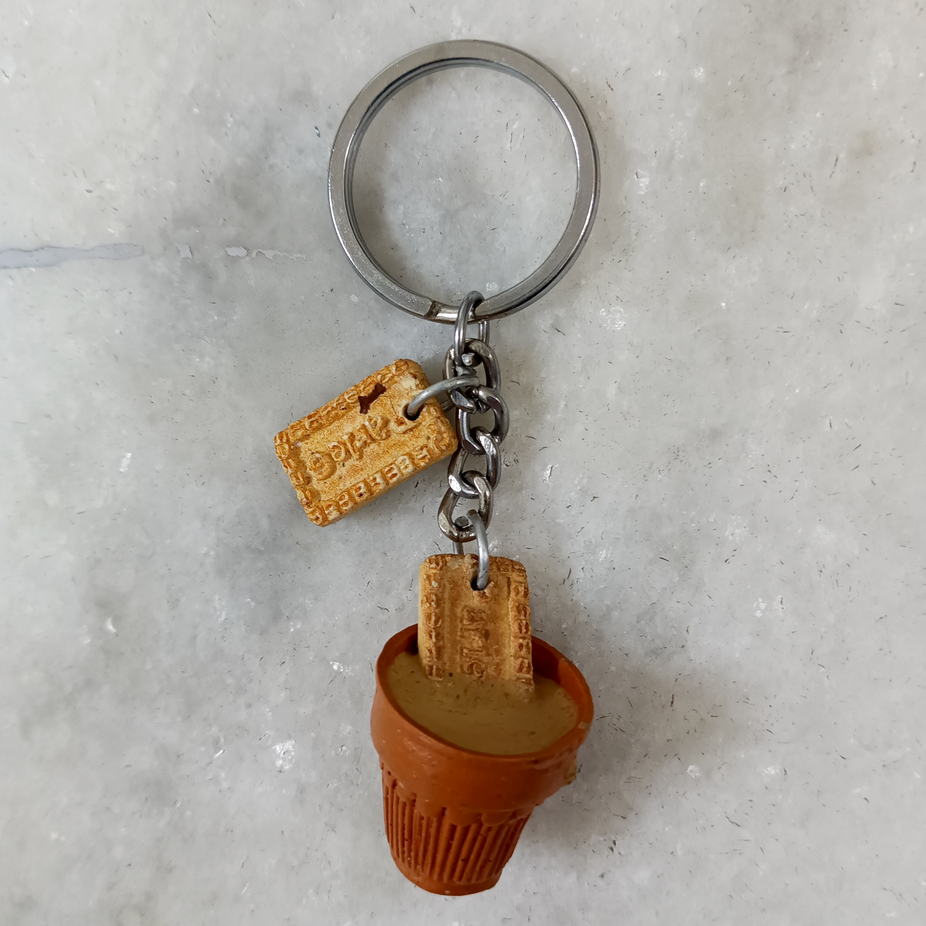 Miniature Chai and Biskuit Keychain
