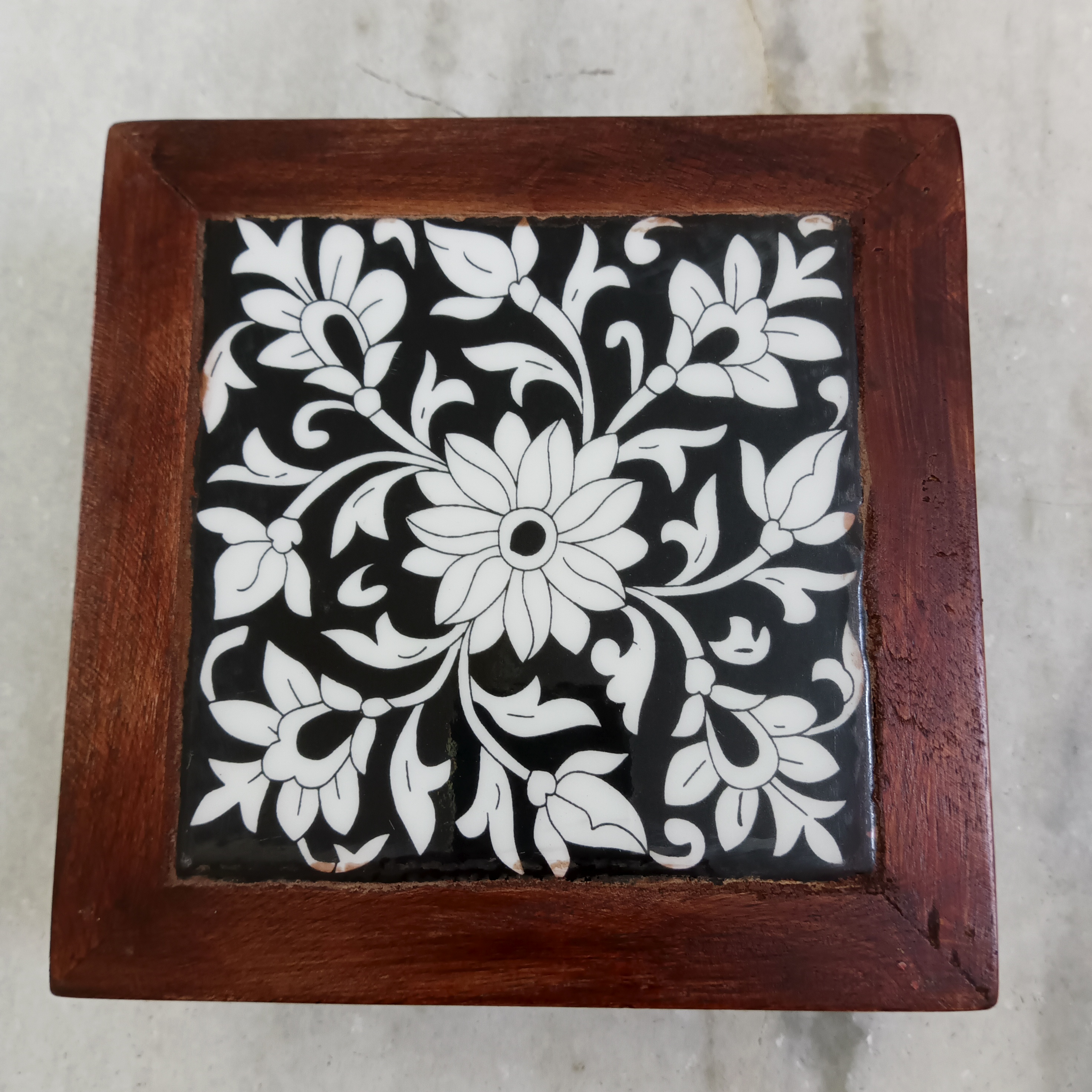 Wooden Decorative Chowki - Black