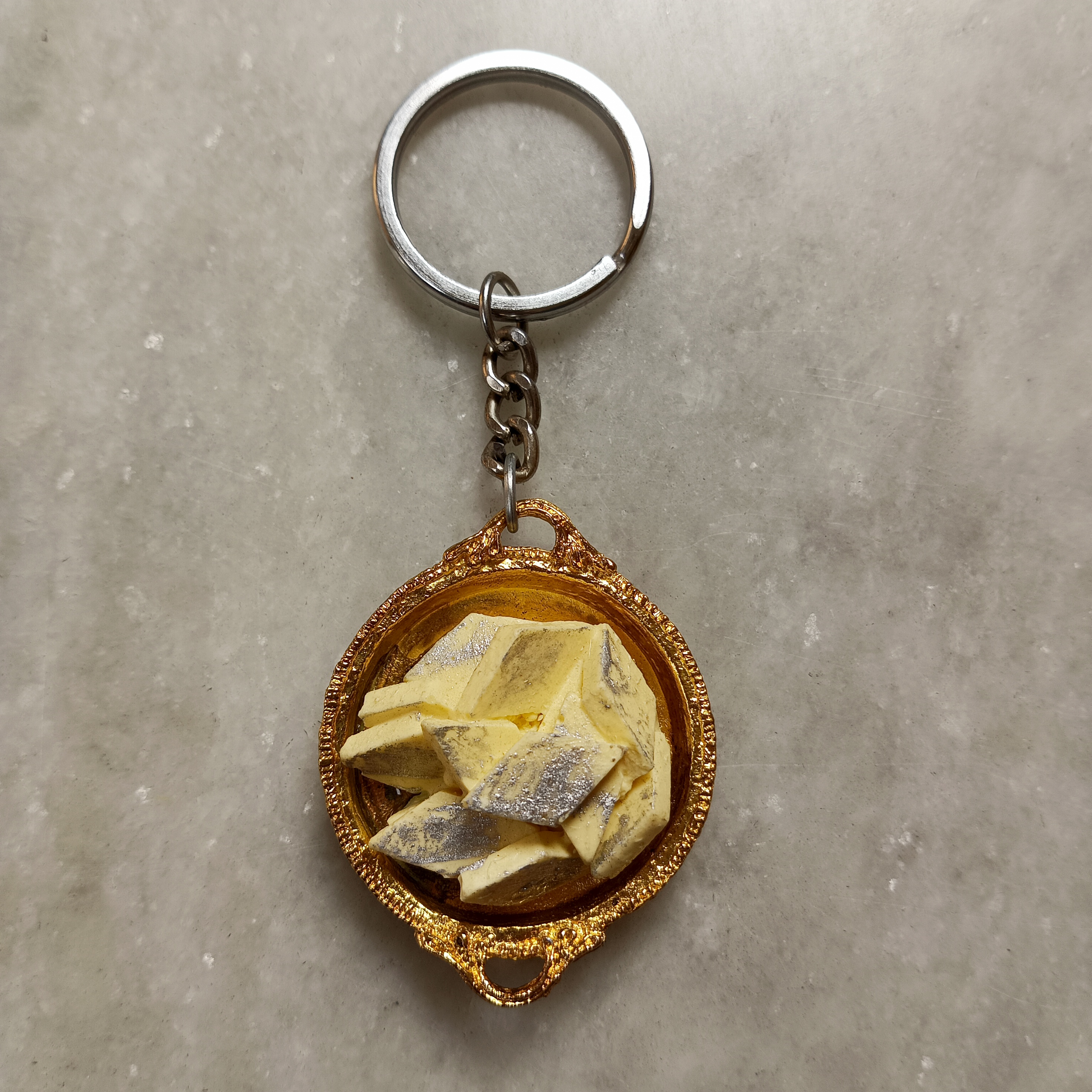 Miniature Kaju Katli Keychain