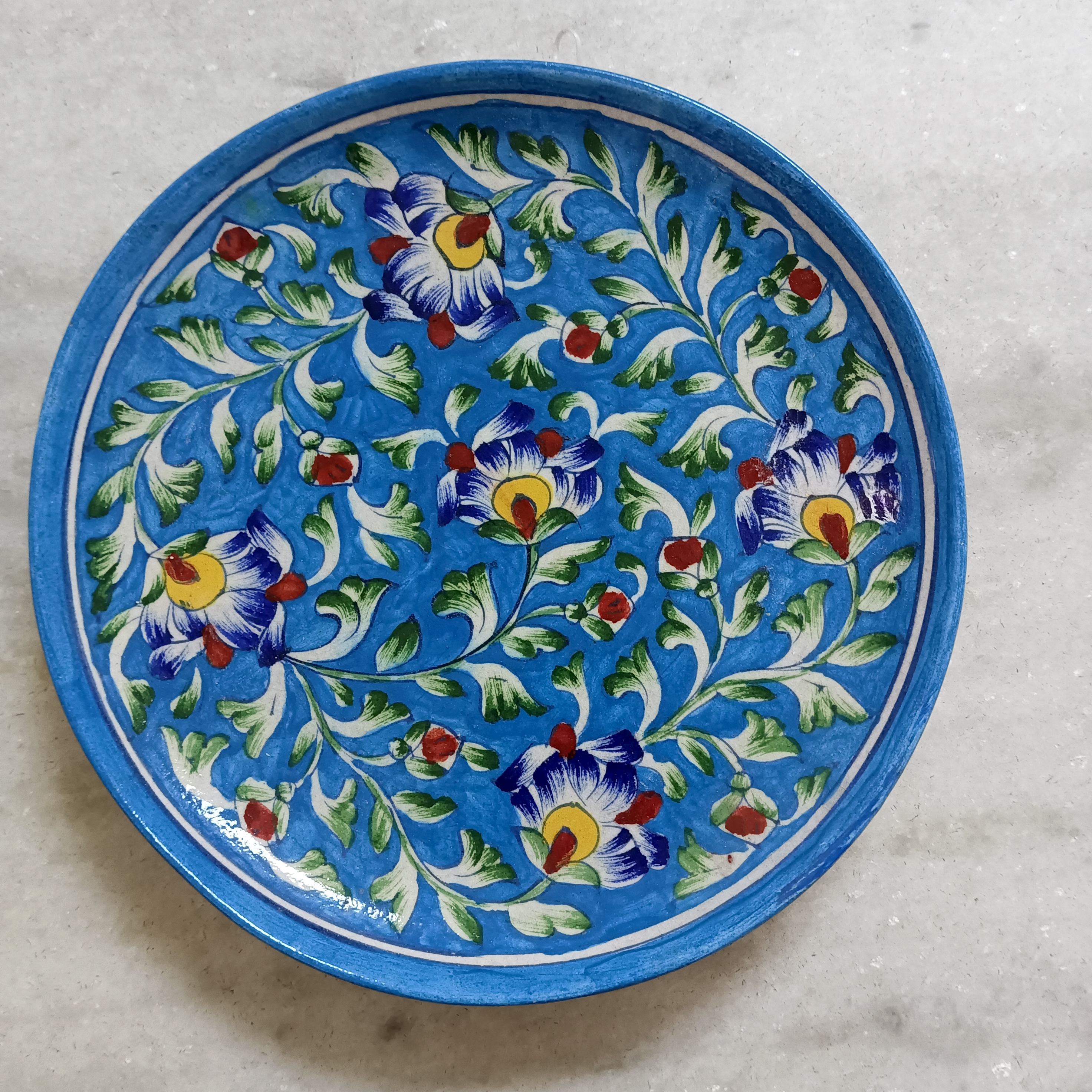 Hand-Painted Ceramic Plate - Blue