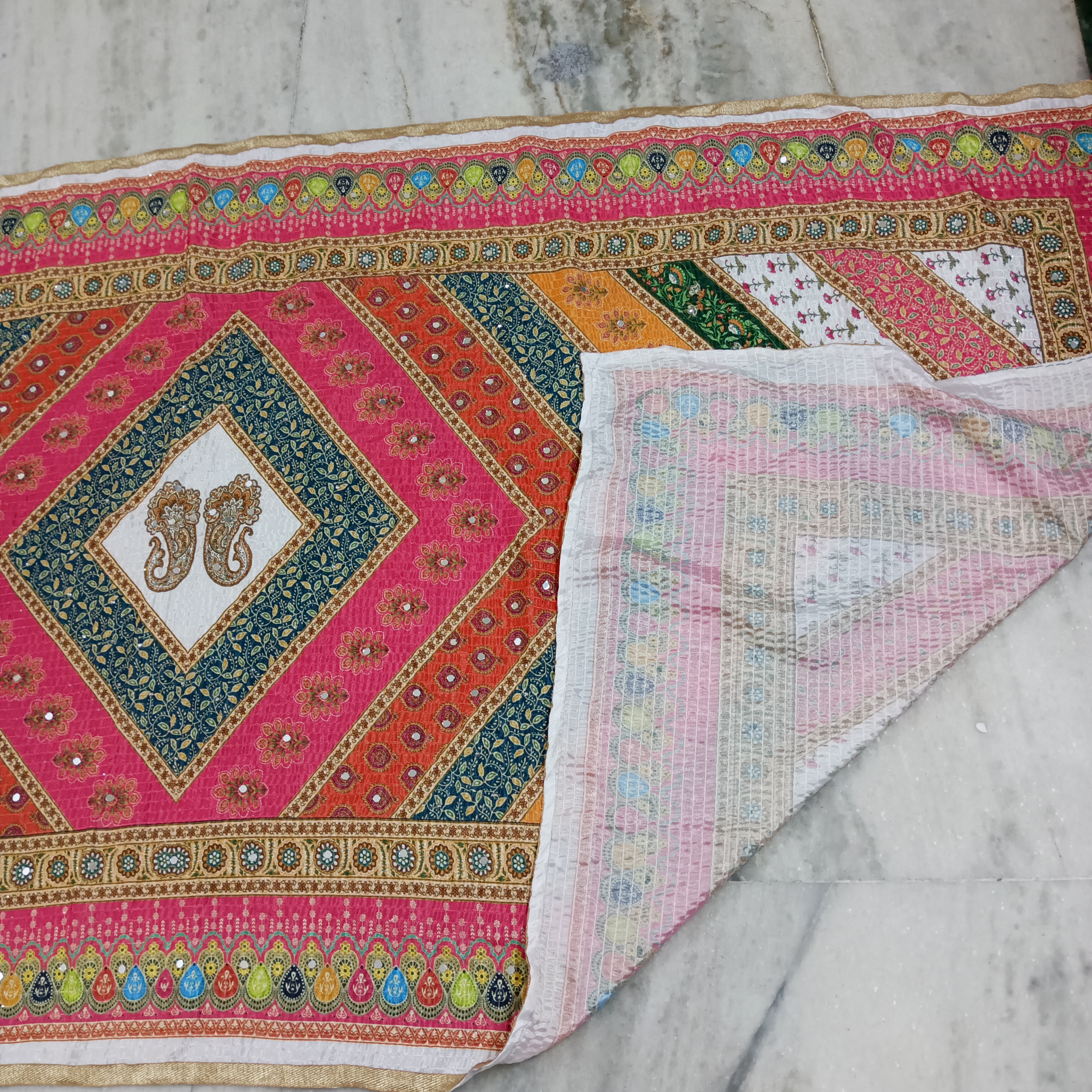 Embroidered Jaipuri Bandhani Chunri (Dupatta) - 1