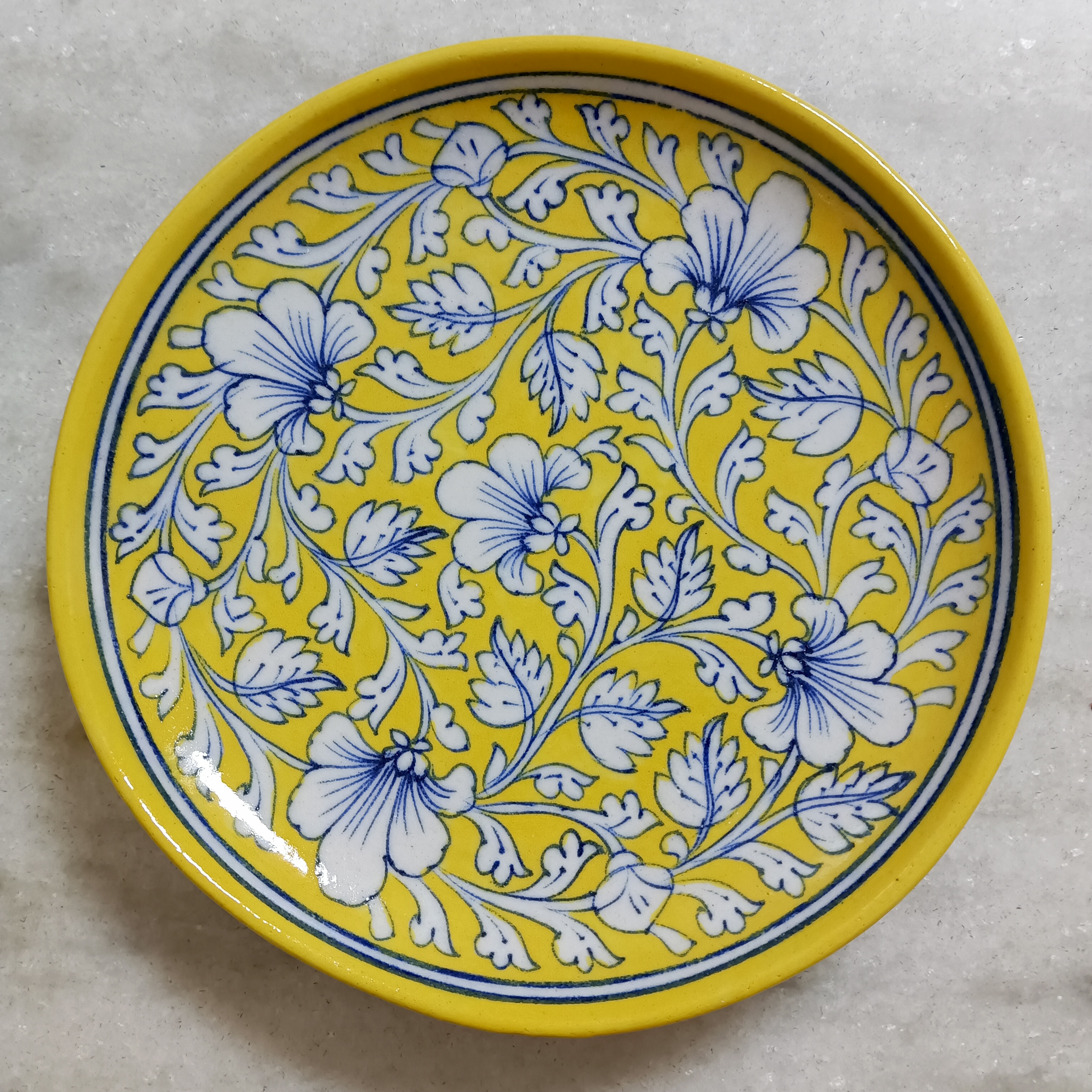 Hand-Painted Ceramic Plate - Yellow