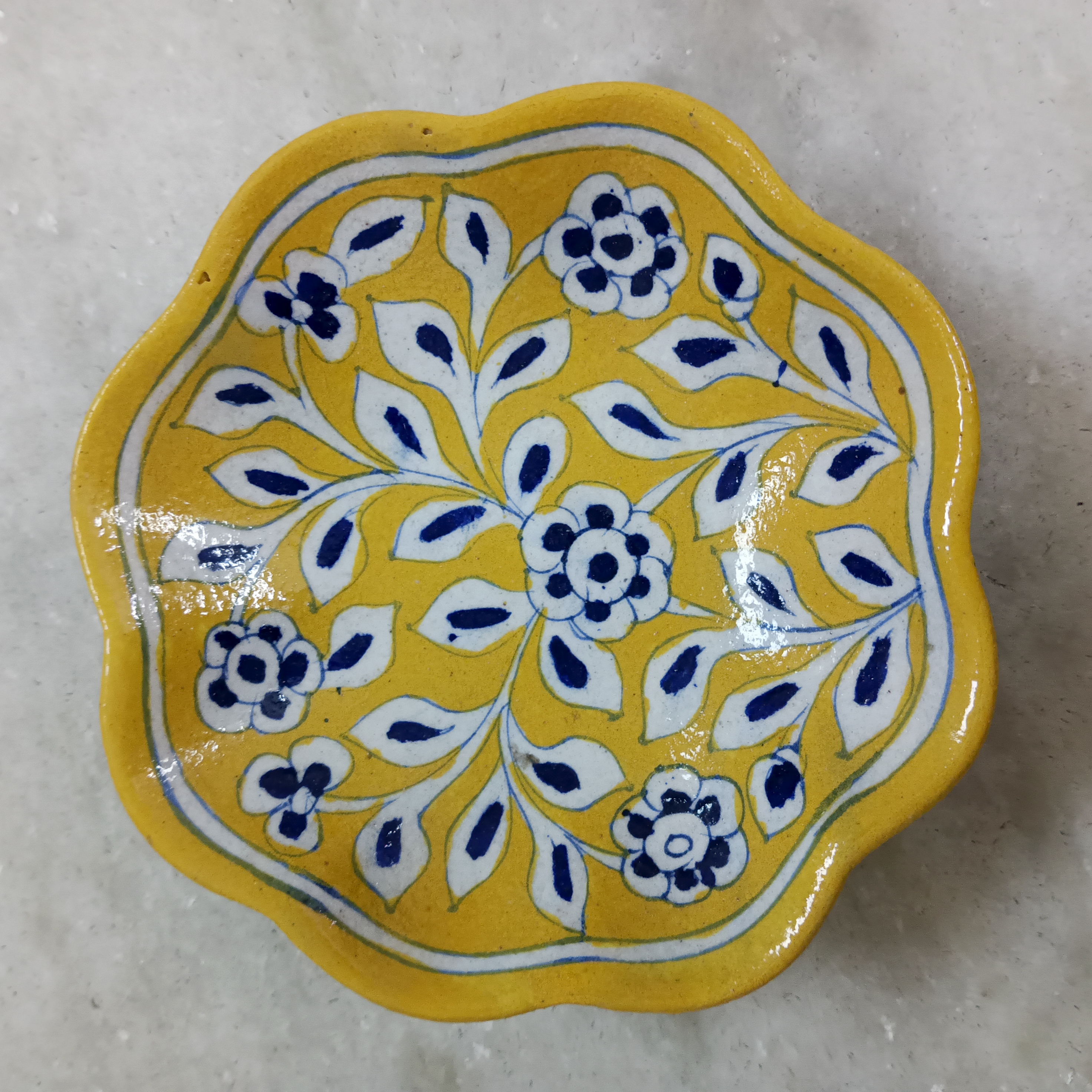 Floral Ceramic Bowl - Yellow