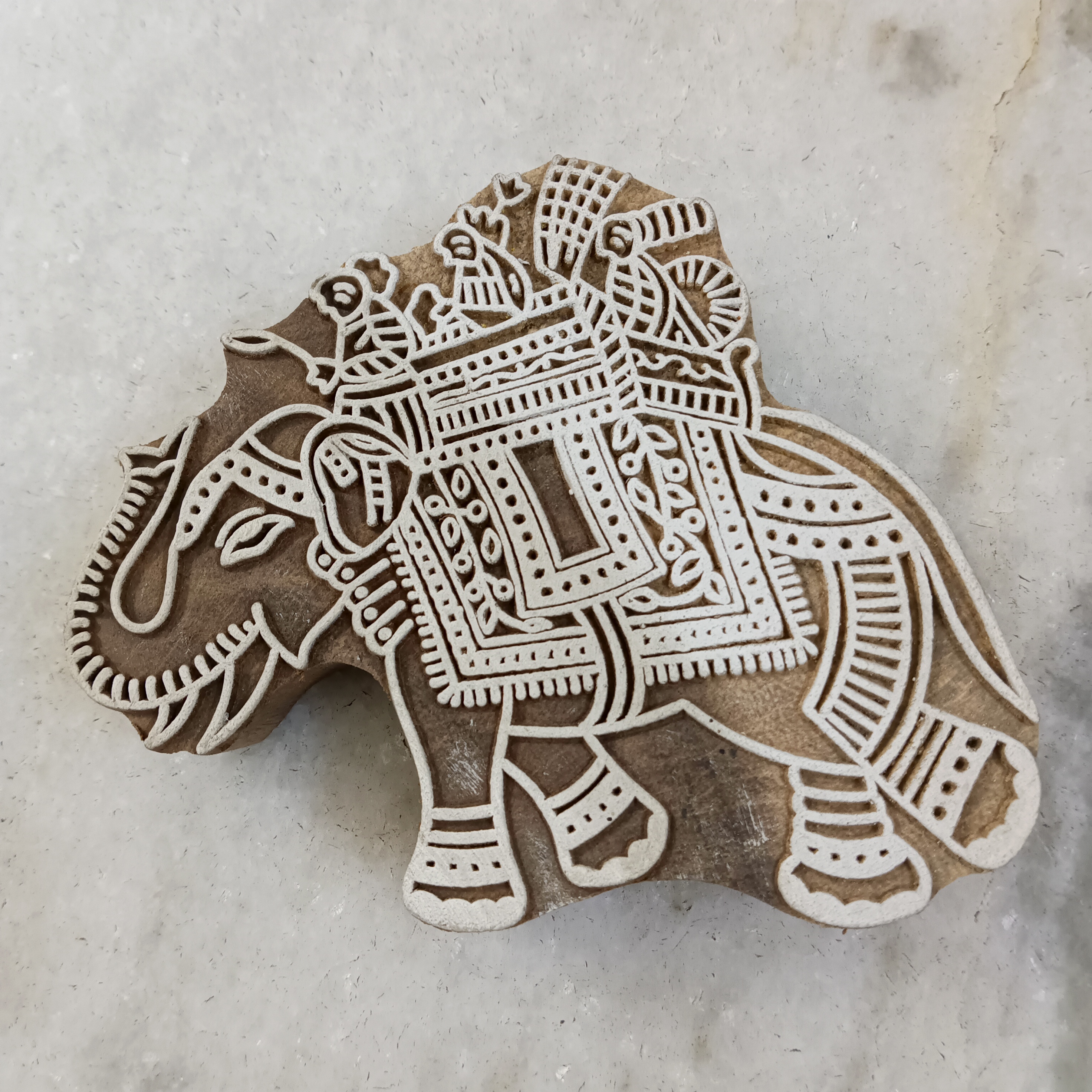 Handcrafted Wooden Printing Block Large - Elephant 2