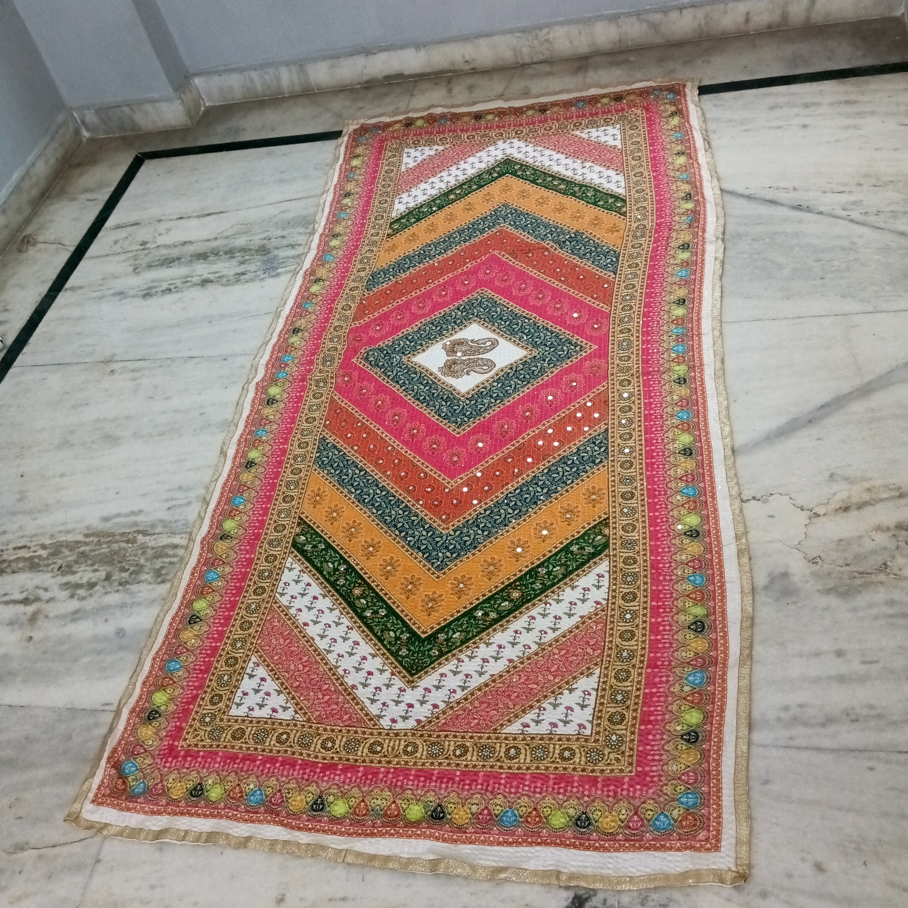 Embroidered Jaipuri Bandhani Chunri (Dupatta) - 1