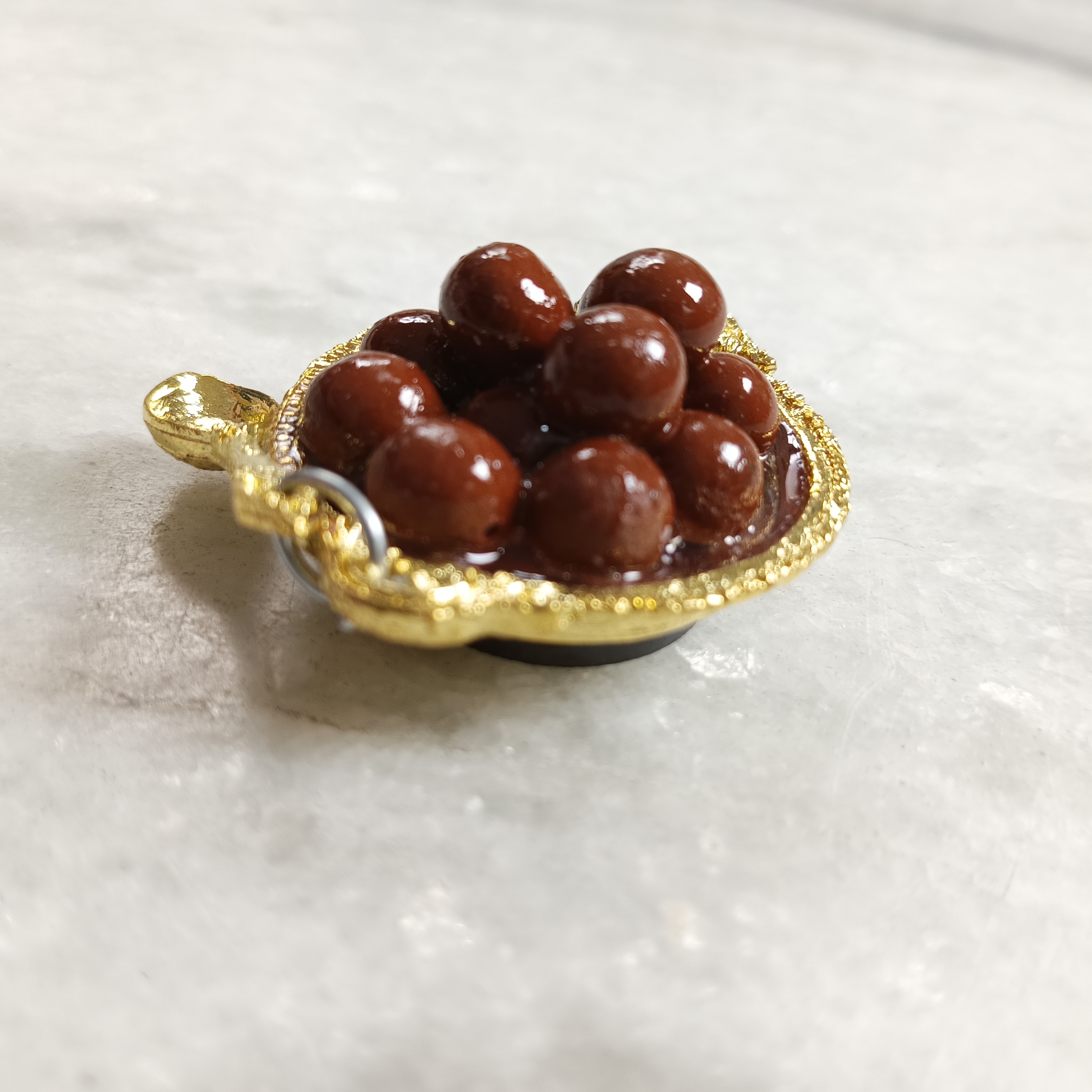 Miniature Gulab Jamun on Golden Thali Fridge Magnet