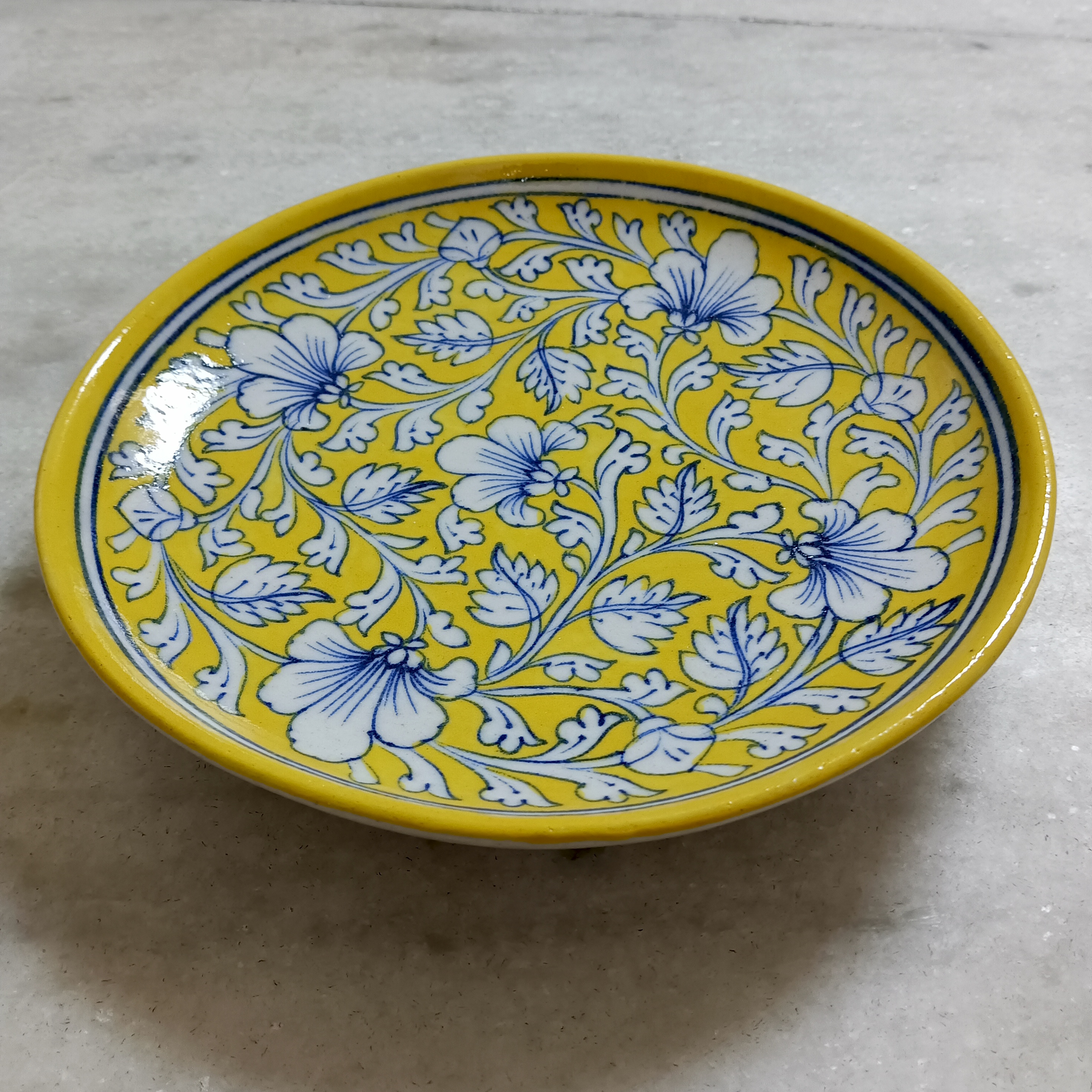 Hand-Painted Ceramic Plate - Yellow