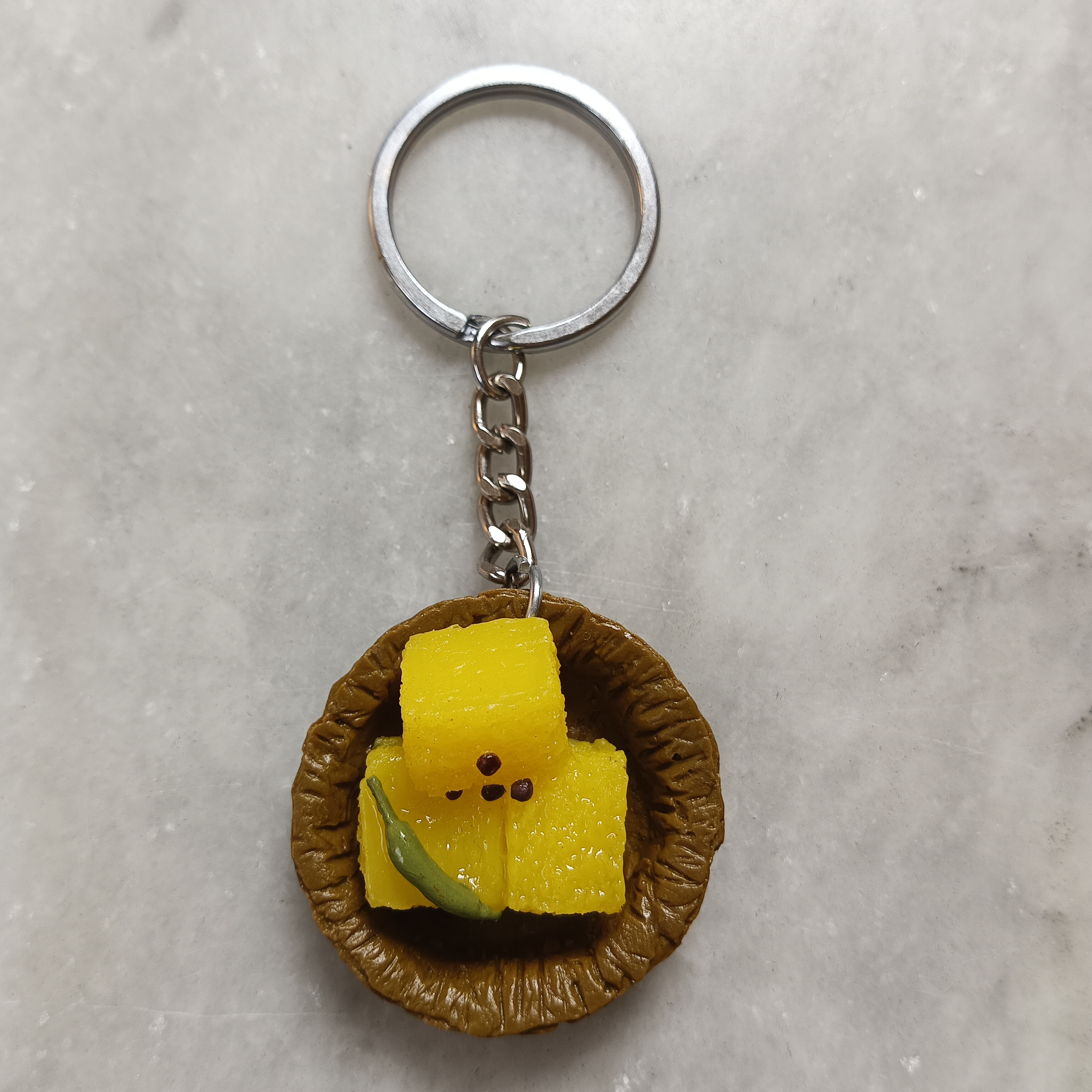 Miniature Dhokla Keychain