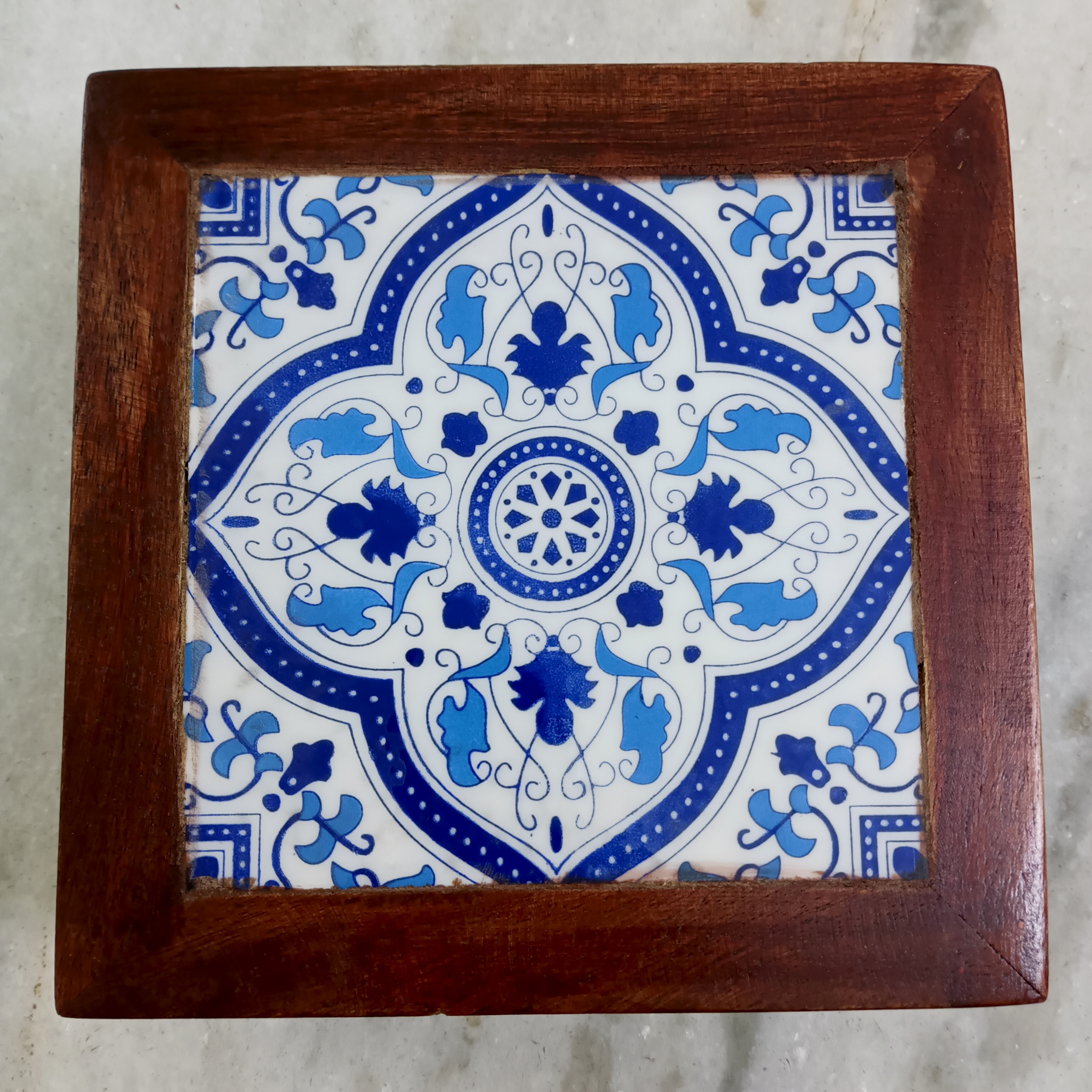 Wooden Decorative Chowki - Blue