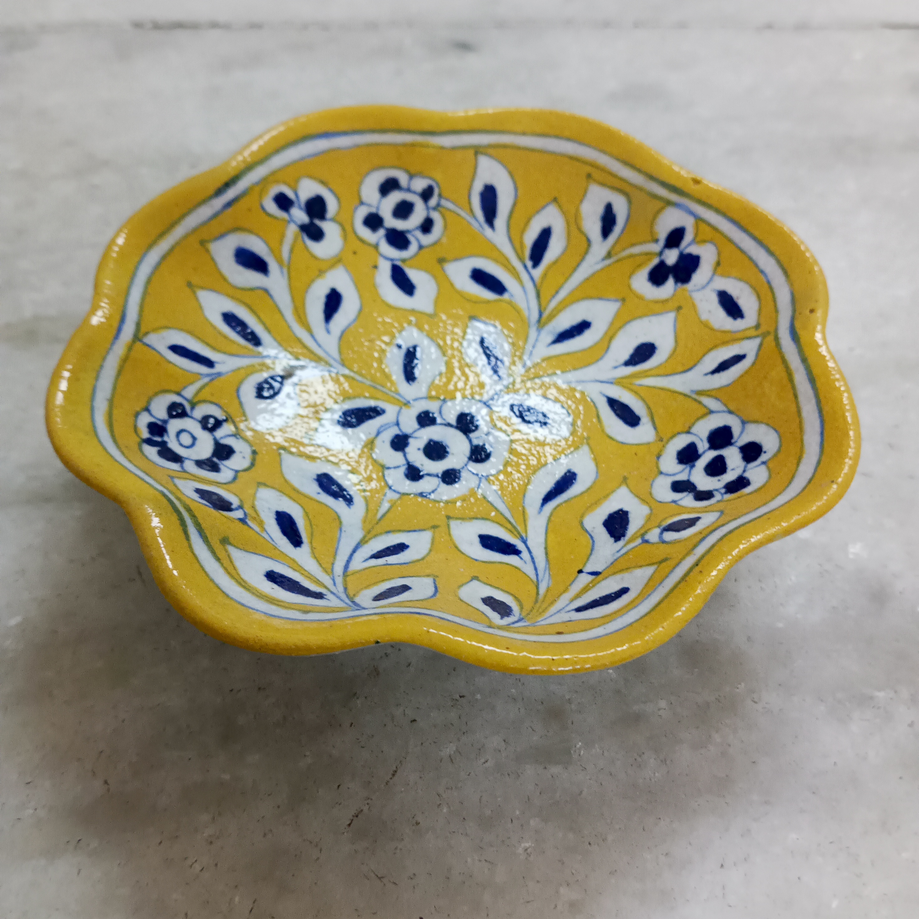 Floral Ceramic Bowl - Yellow