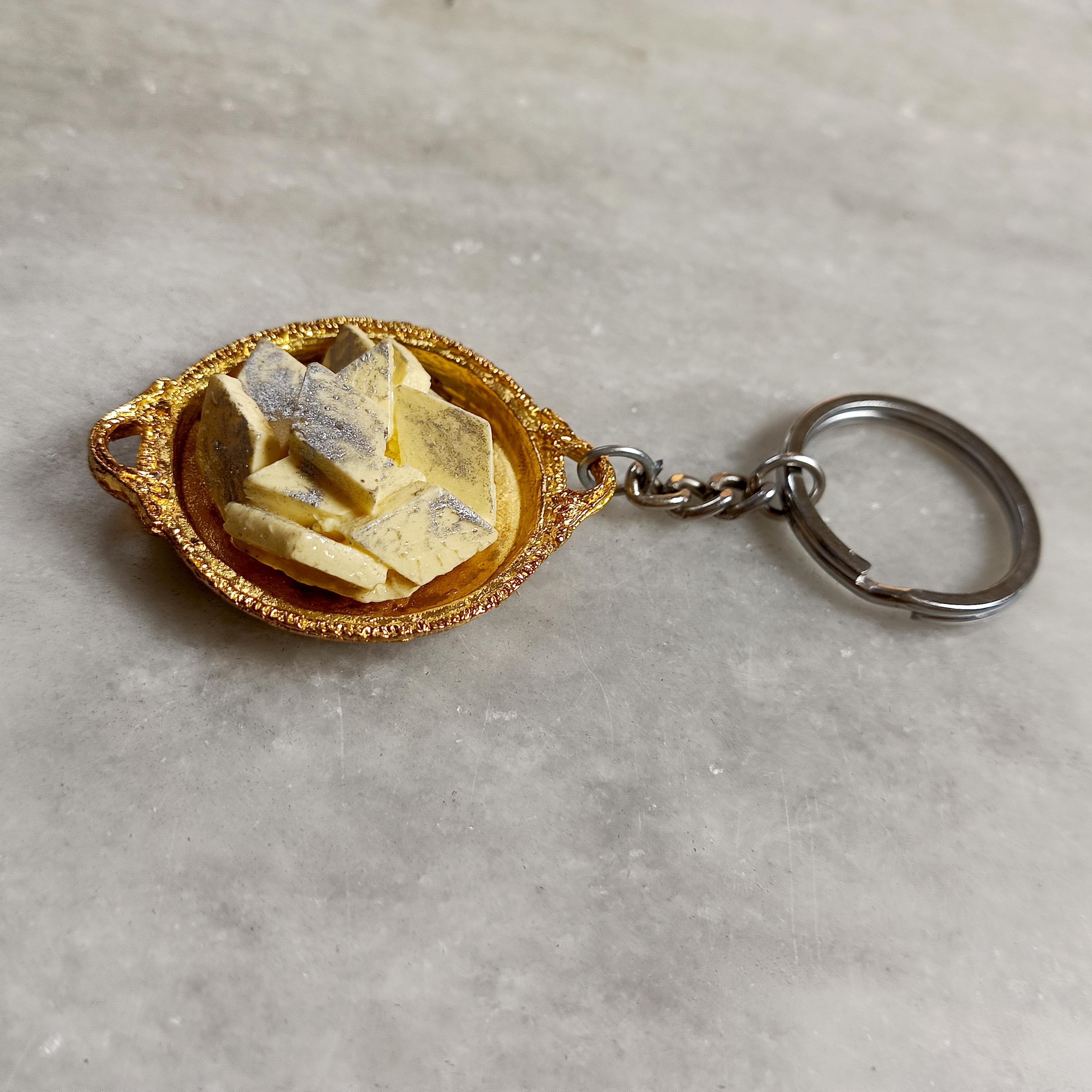 Miniature Kaju Katli Keychain
