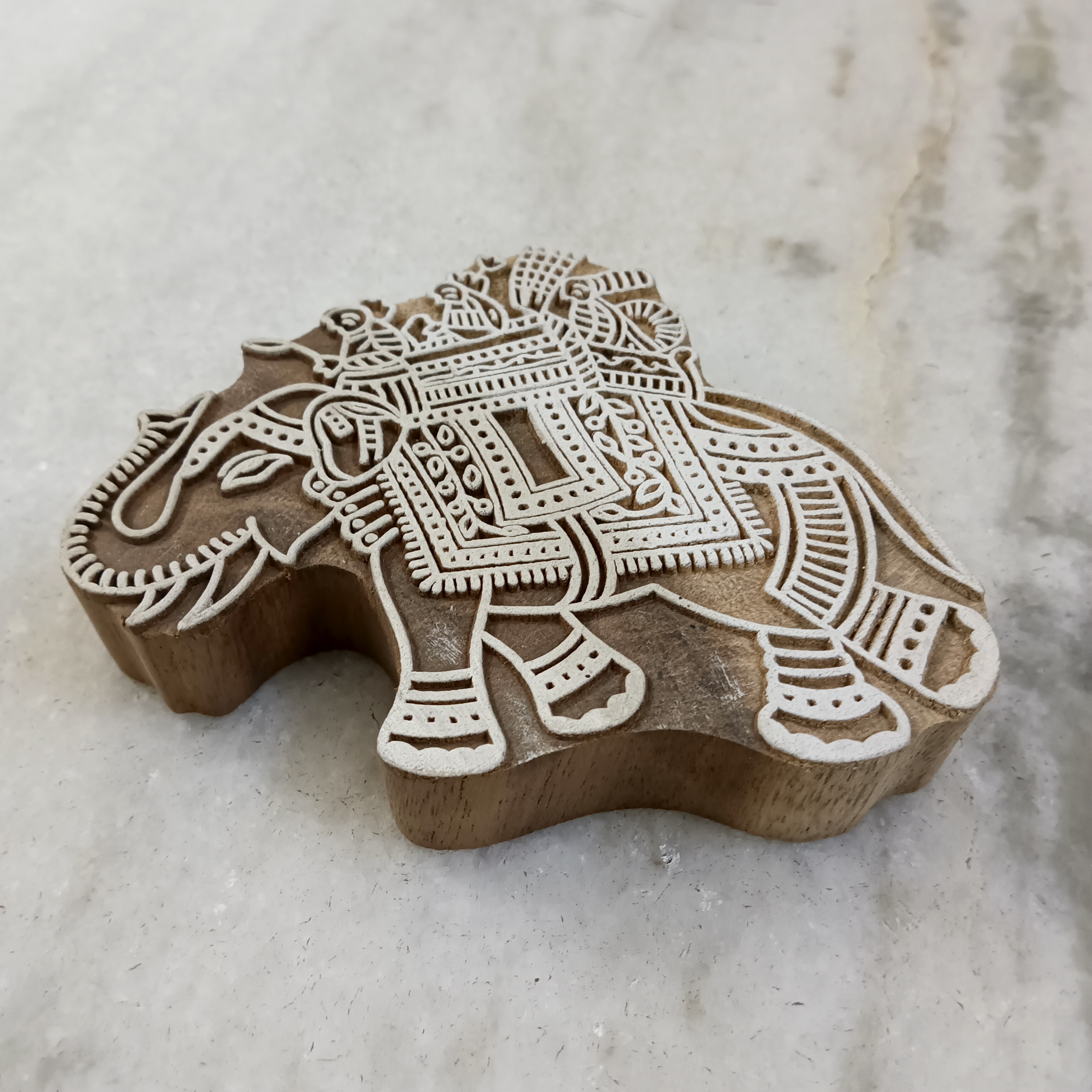 Handcrafted Wooden Printing Block Large - Elephant 2