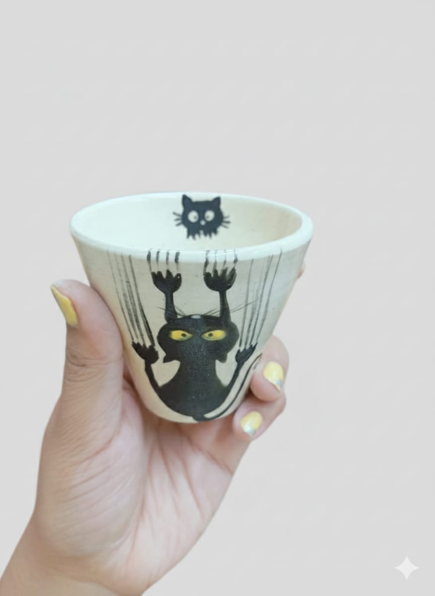 Hand-painted Ceramic Cat Cup