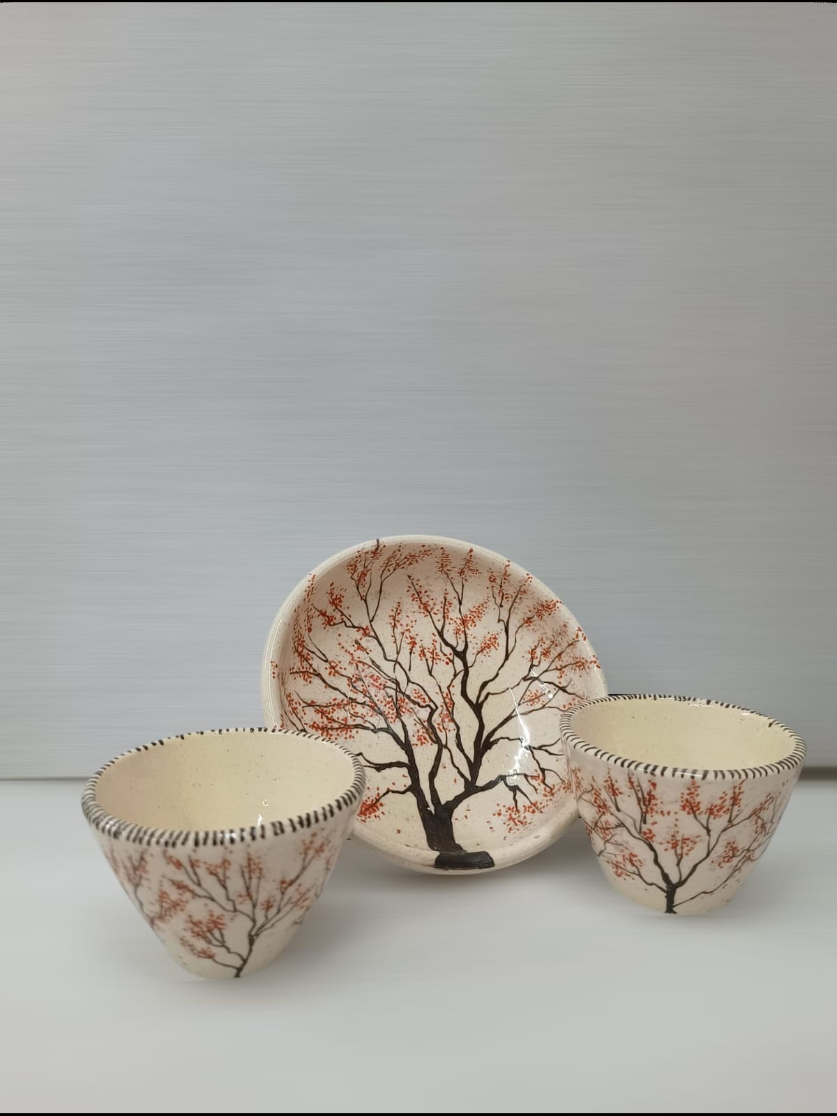  Ceramic Bowl and Cups Set