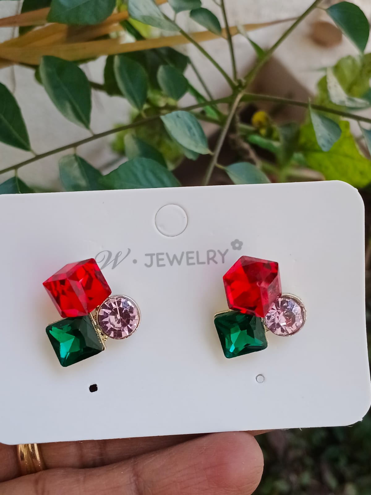 Colorful Geometric Gemstone Stud Earrings