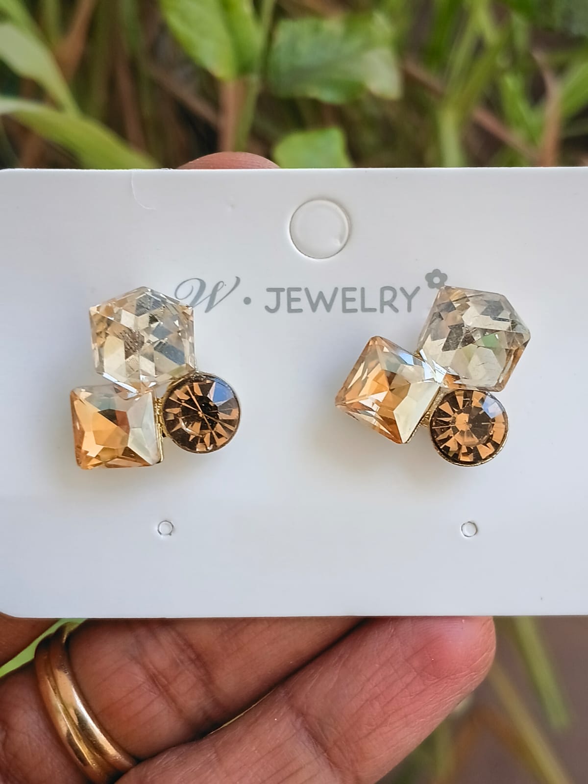 Geometric Crystal Stud Earrings