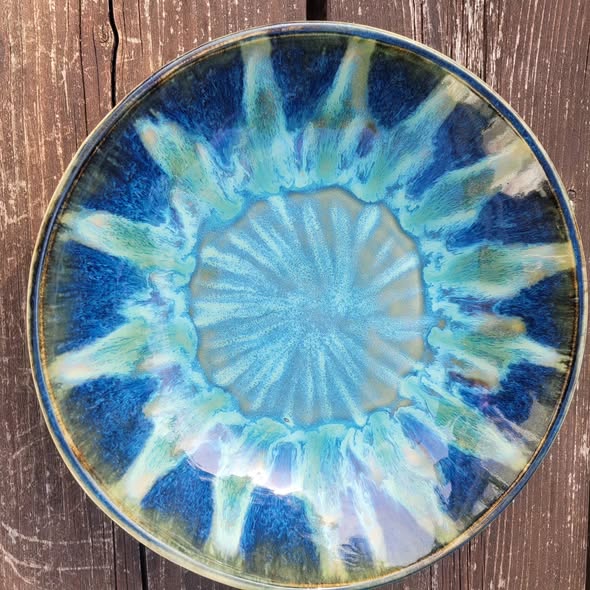 🌊 Pièce Unique : Grosse Assiette "Bleu Astral" (N° 52)