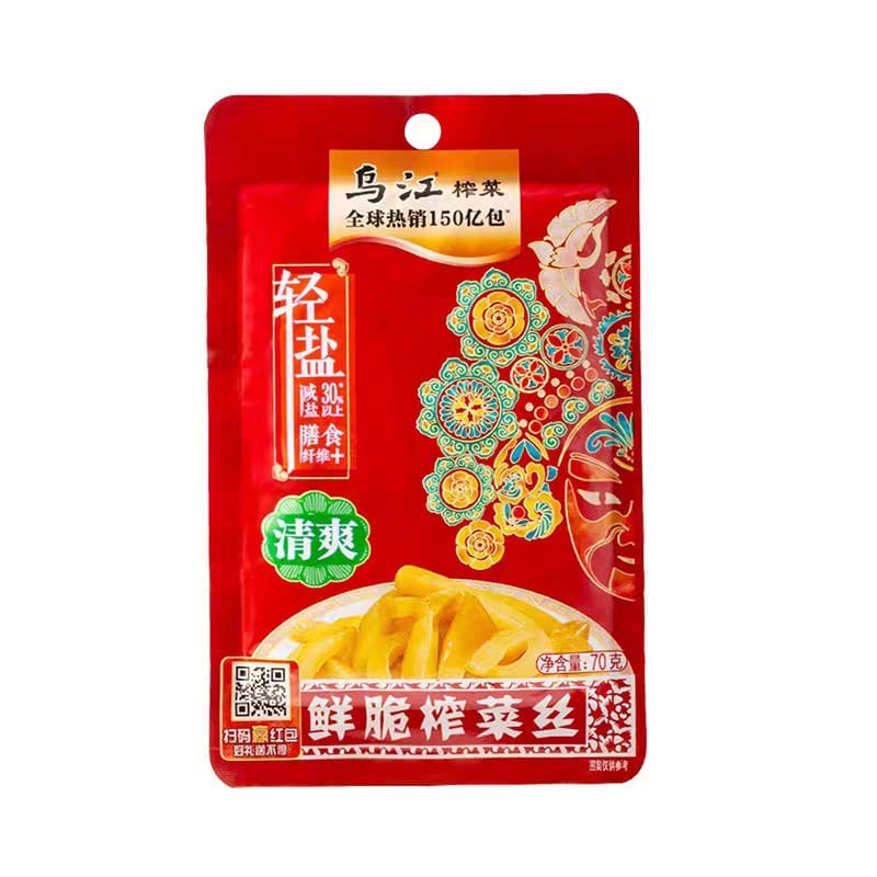 乌江轻盐清爽鲜脆榨菜丝 70G WuJiang Light Salt Pickled Mustard Shreds (Crispy & Fresh) 70G